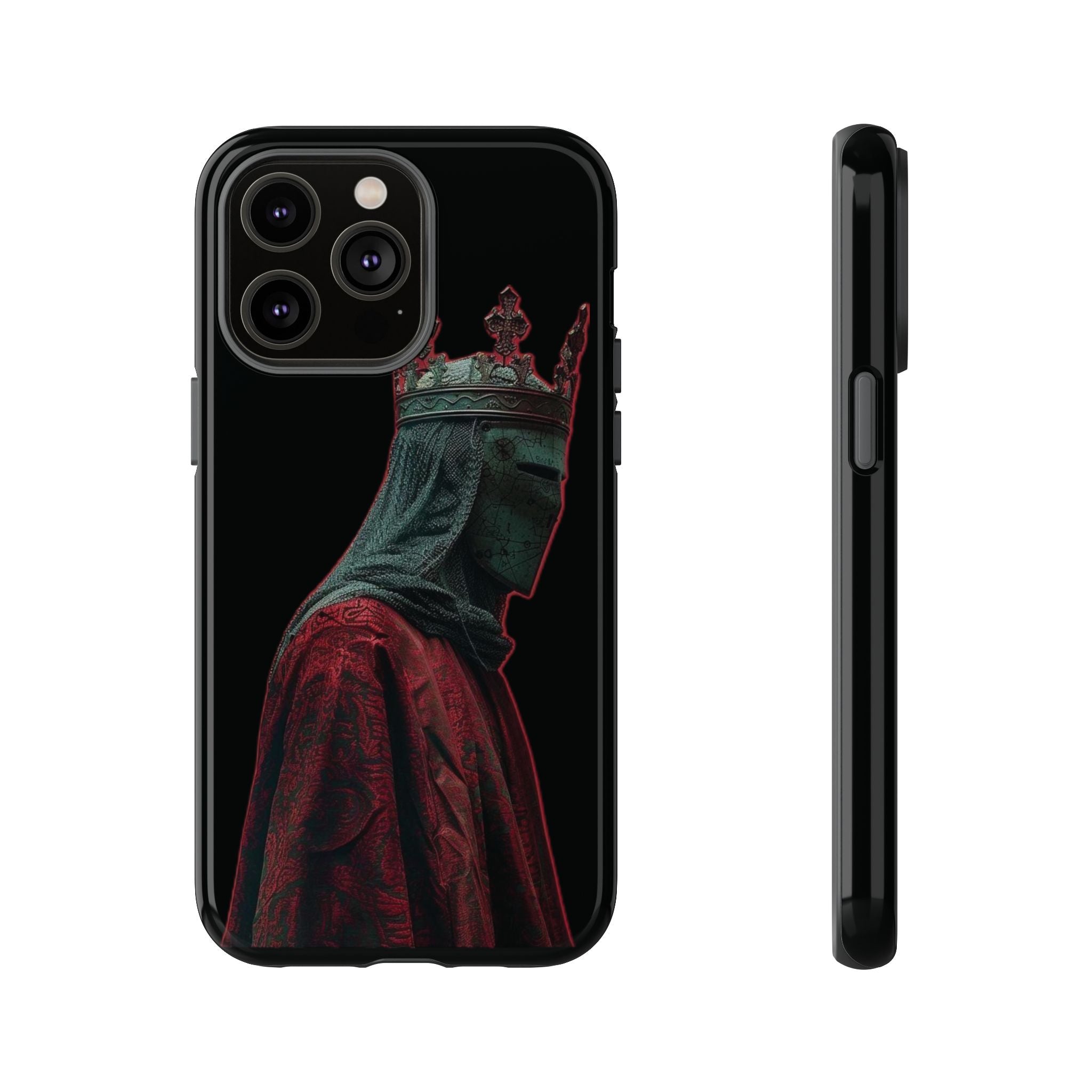 Medieval King Phone Case — Dark Red Gothic Crown Protective Tough Case