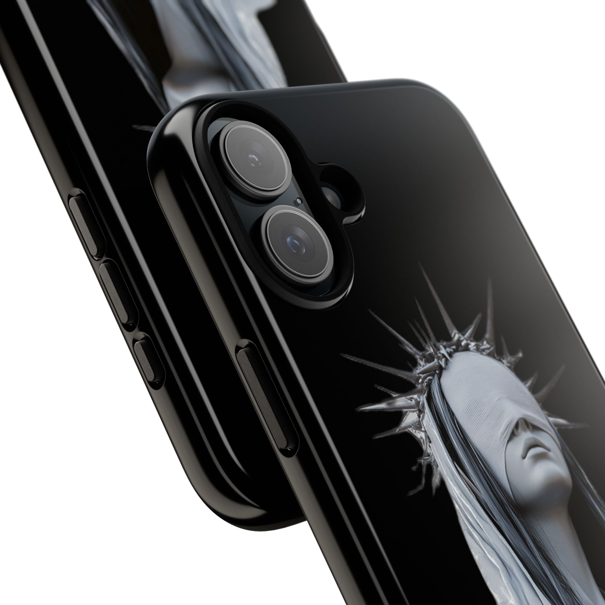 Gothic Statue Phone Case – Blindfolded Lady with Crown Protective Tough Case