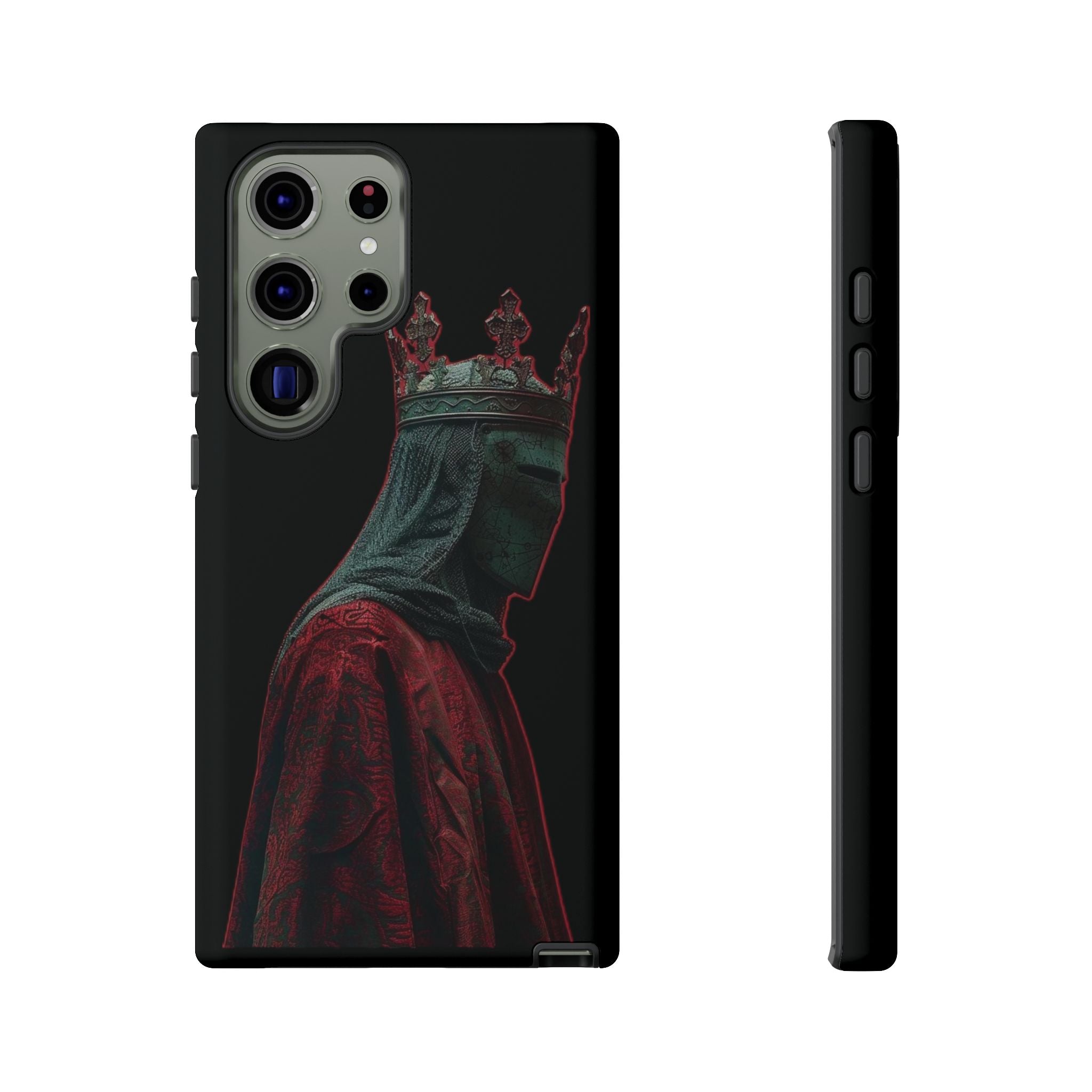 Medieval King Phone Case — Dark Red Gothic Crown Protective Tough Case