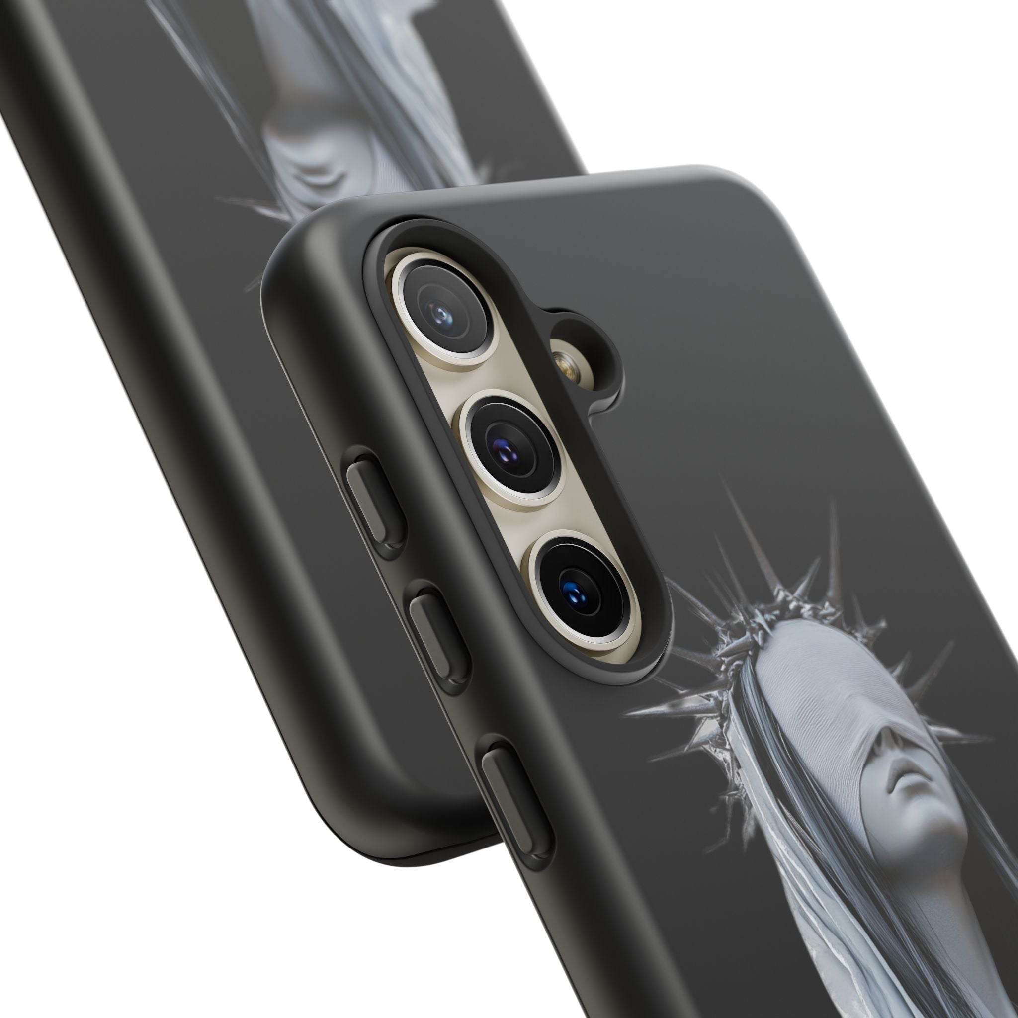 Gothic Statue Phone Case – Blindfolded Lady with Crown Protective Tough Case