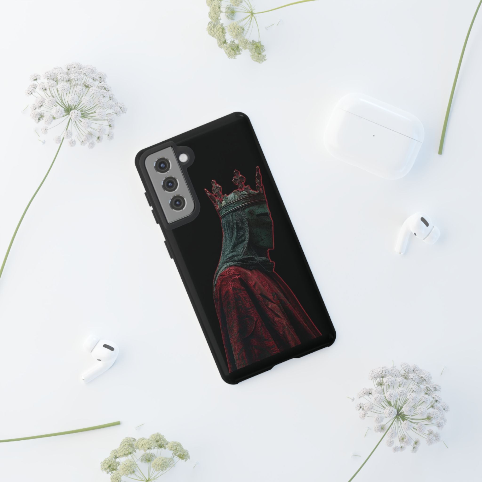 Medieval King Phone Case — Dark Red Gothic Crown Protective Tough Case