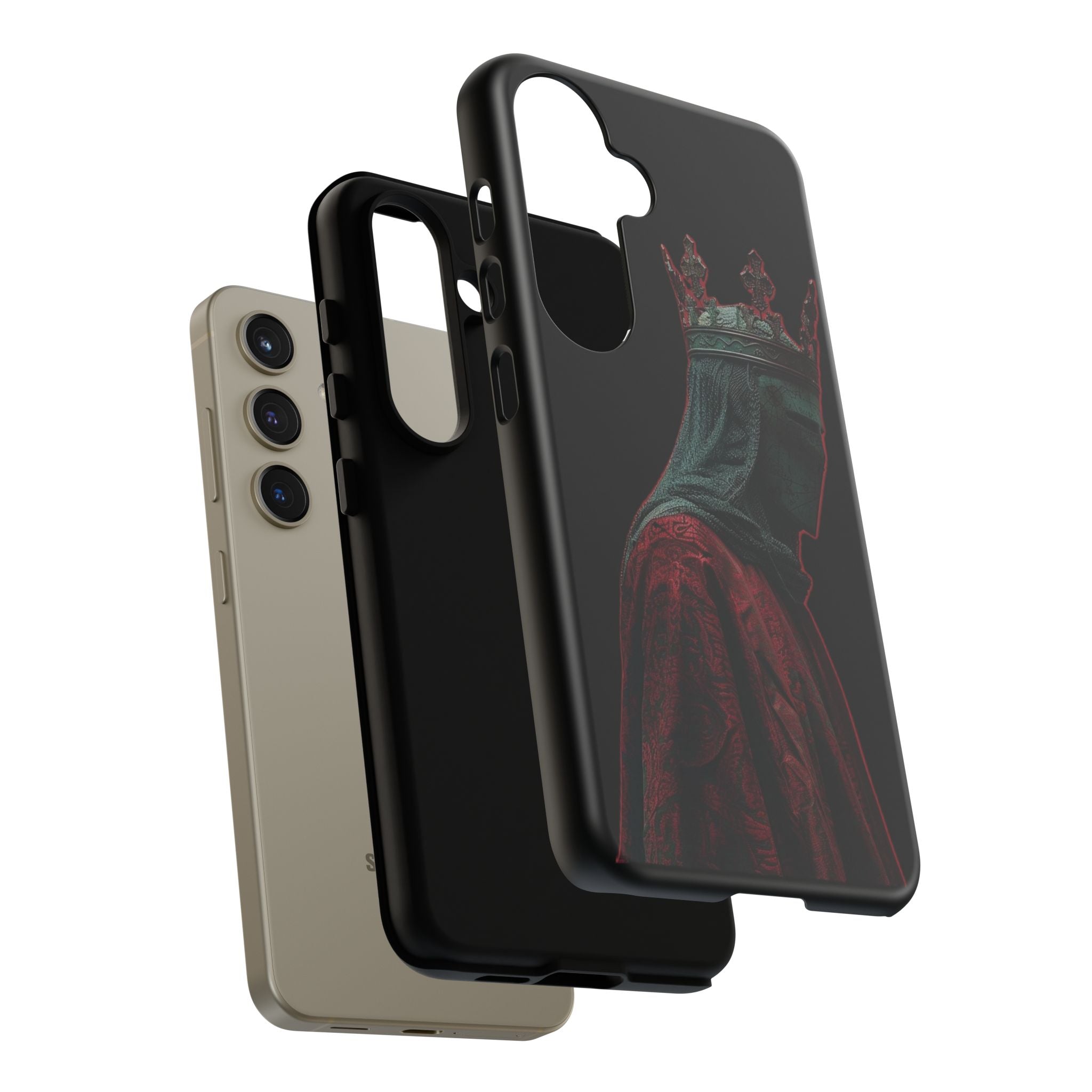 Medieval King Phone Case — Dark Red Gothic Crown Protective Tough Case