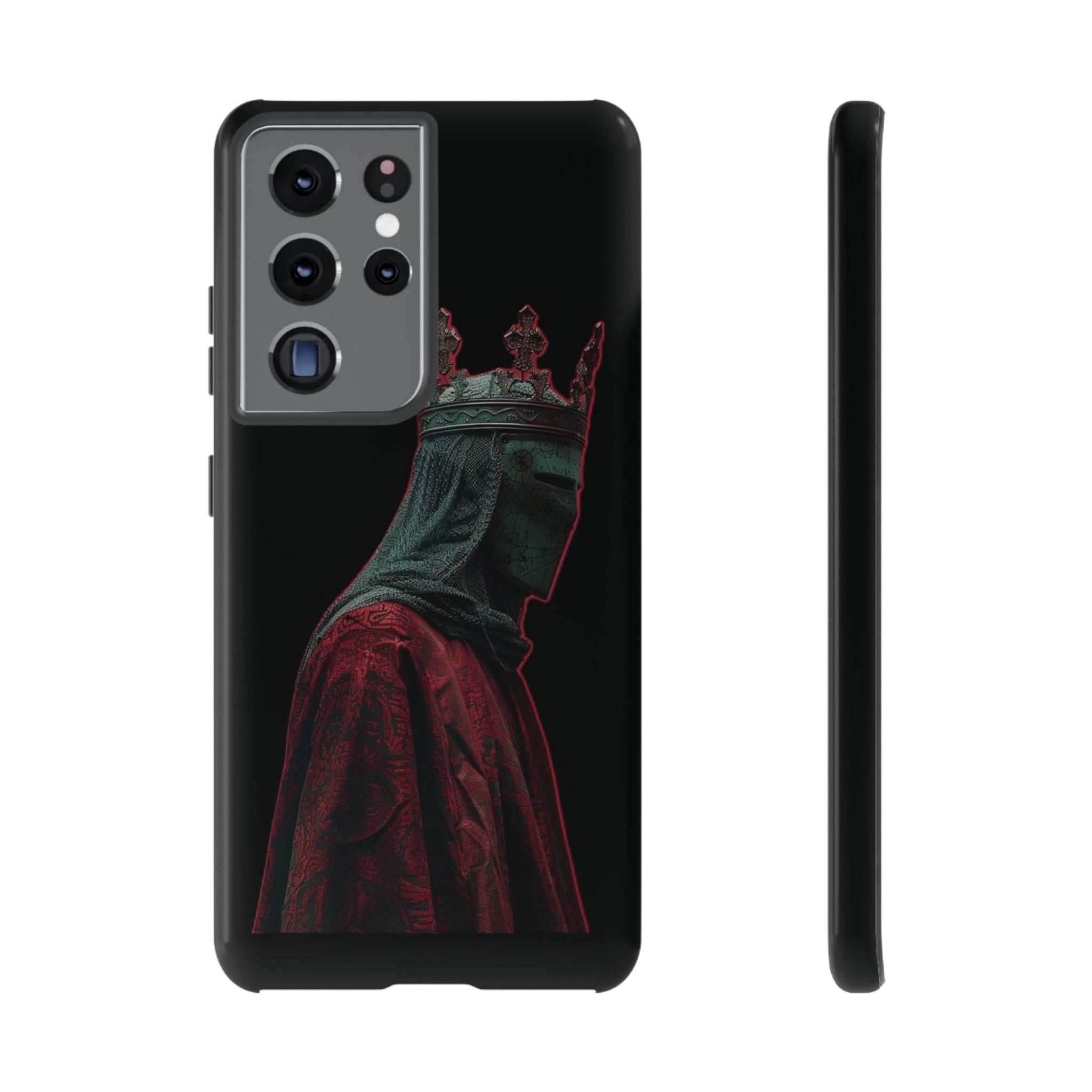 Medieval King Phone Case — Dark Red Gothic Crown Protective Tough Case