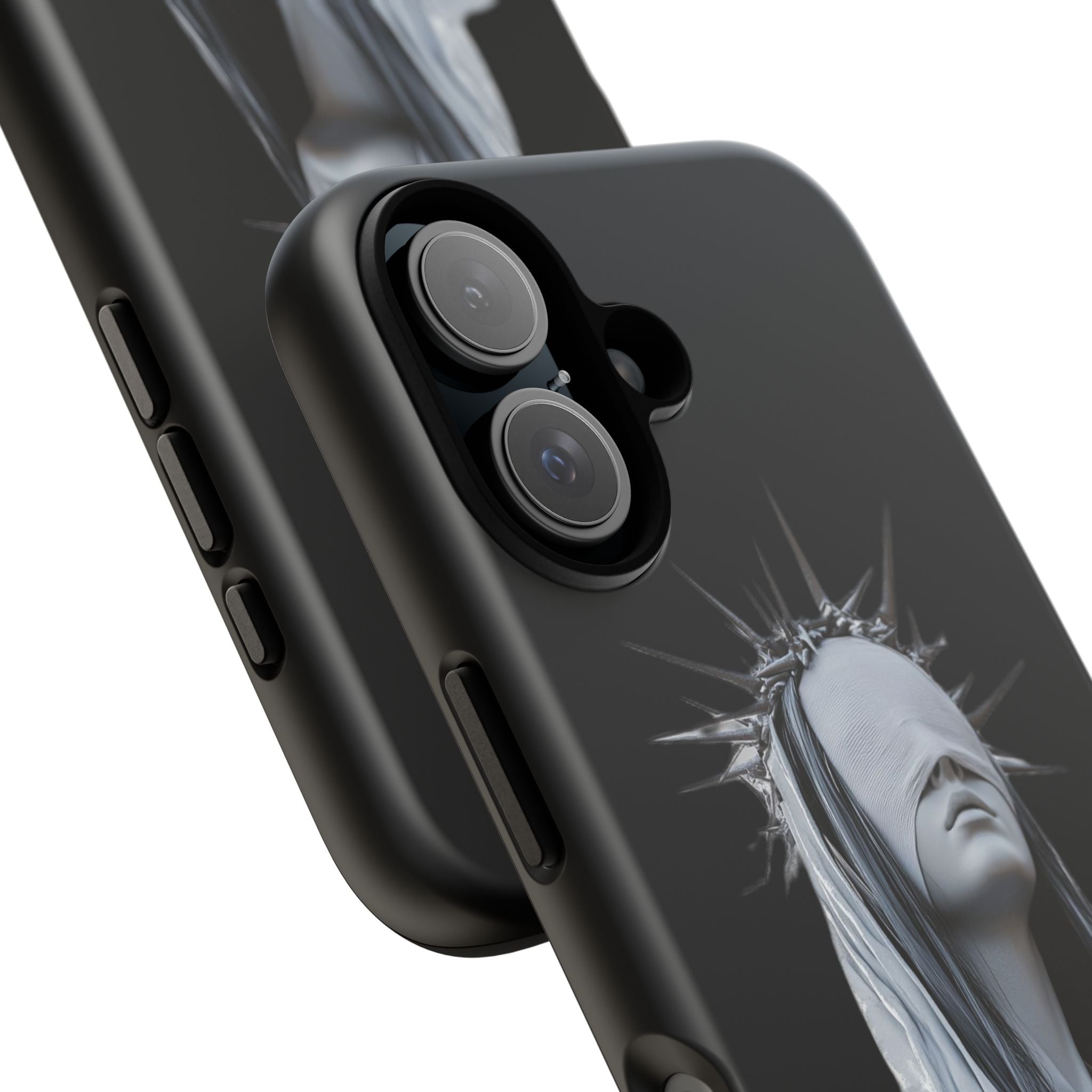 Gothic Statue Phone Case – Blindfolded Lady with Crown Protective Tough Case