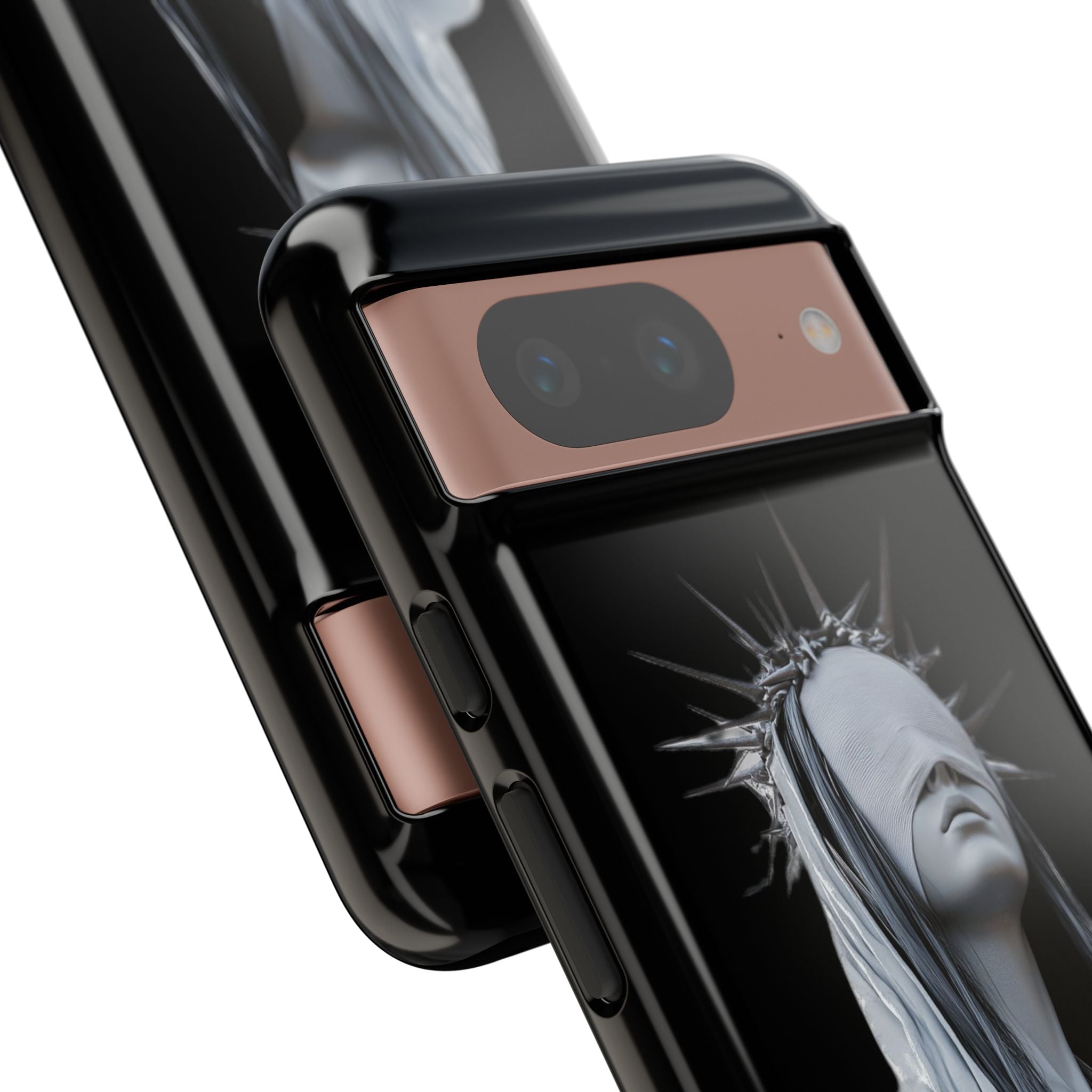 Gothic Statue Phone Case – Blindfolded Lady with Crown Protective Tough Case