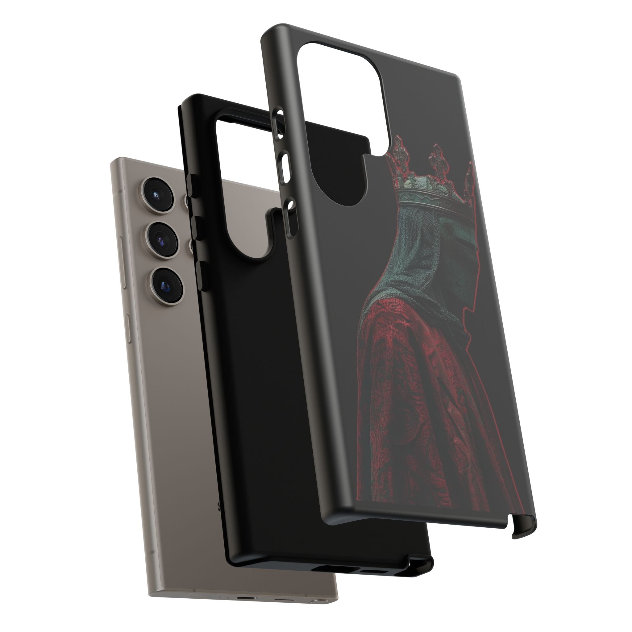 Medieval King Phone Case — Dark Red Gothic Crown Protective Tough Case