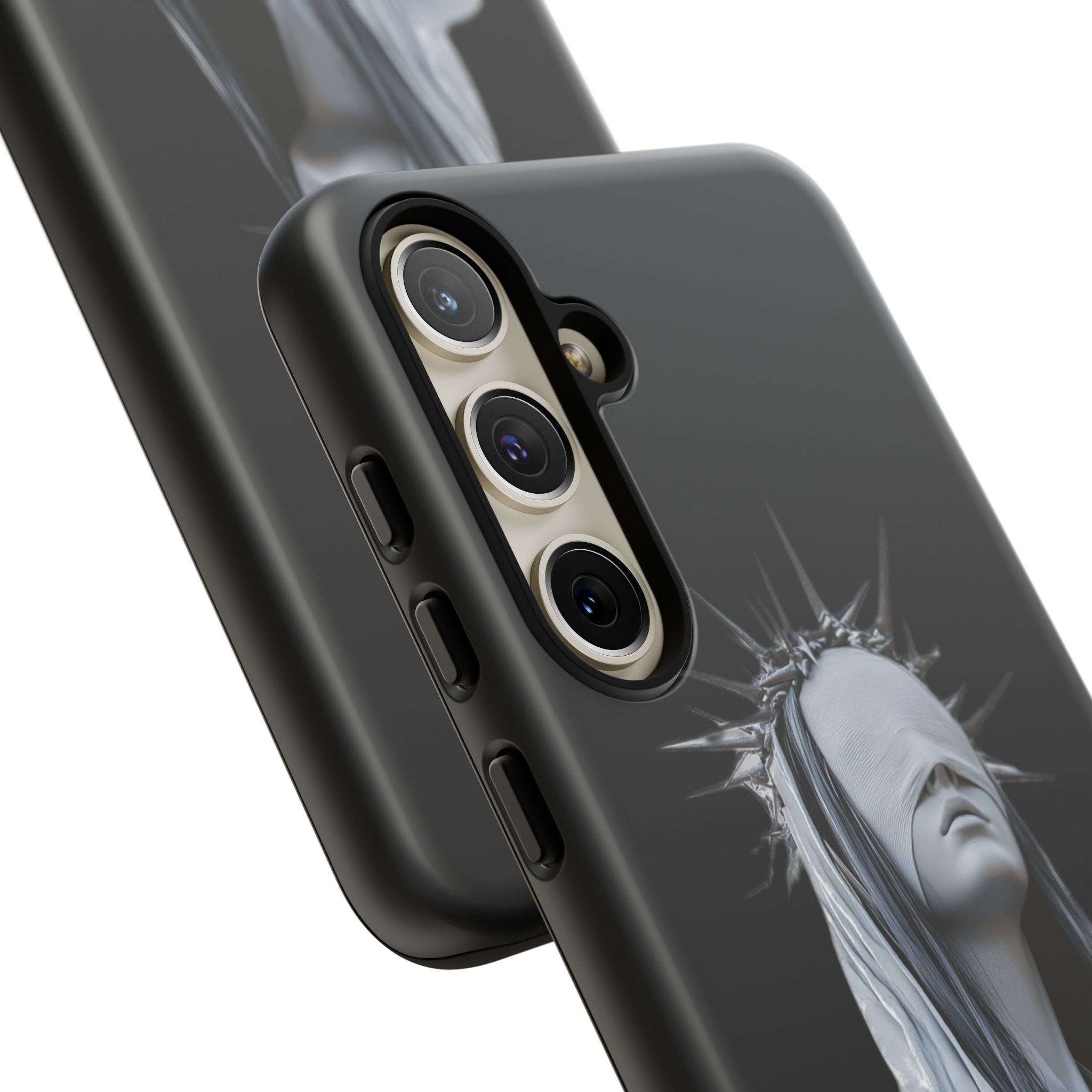 Gothic Statue Phone Case – Blindfolded Lady with Crown Protective Tough Case