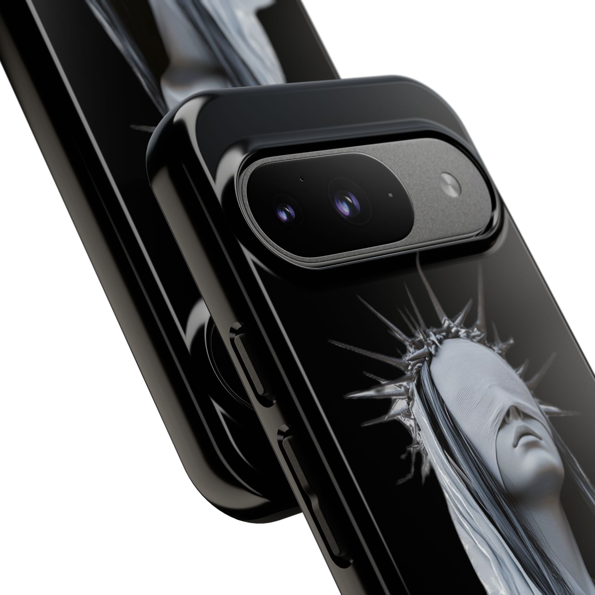 Gothic Statue Phone Case – Blindfolded Lady with Crown Protective Tough Case