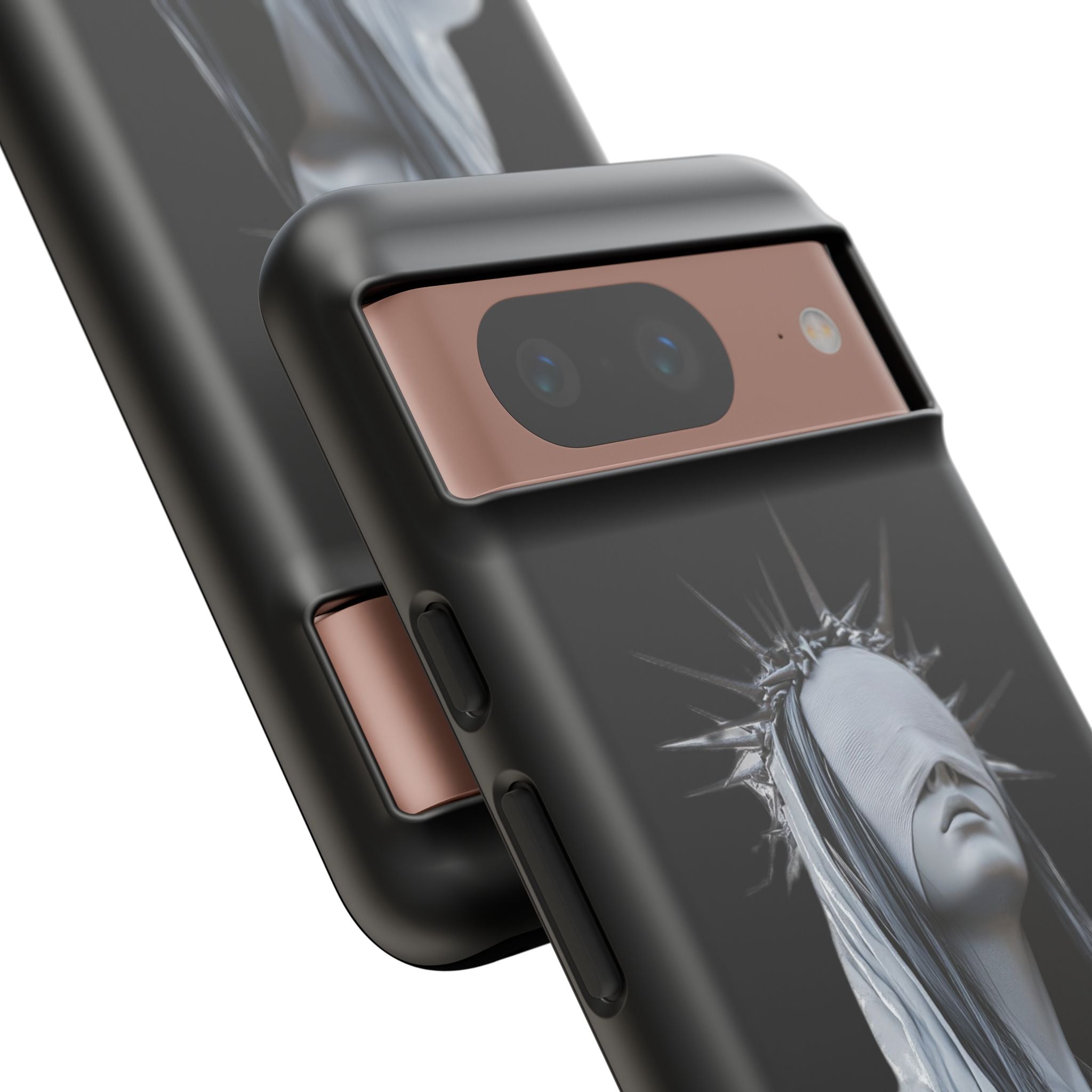 Gothic Statue Phone Case – Blindfolded Lady with Crown Protective Tough Case