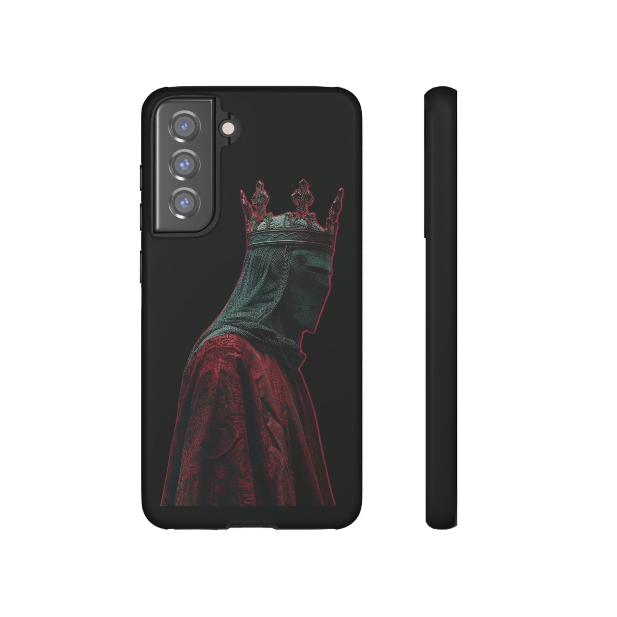 Medieval King Phone Case — Dark Red Gothic Crown Protective Tough Case
