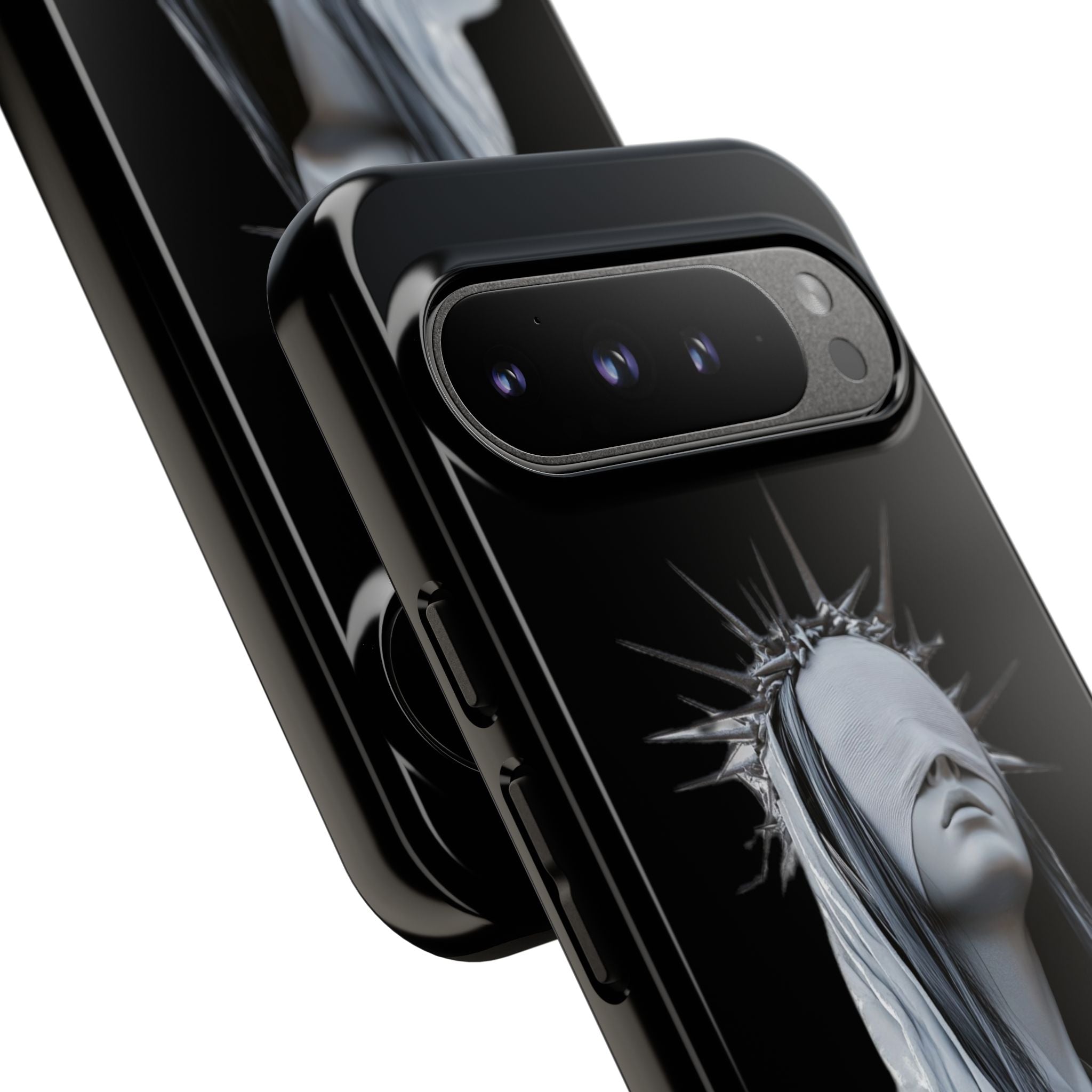 Gothic Statue Phone Case – Blindfolded Lady with Crown Protective Tough Case