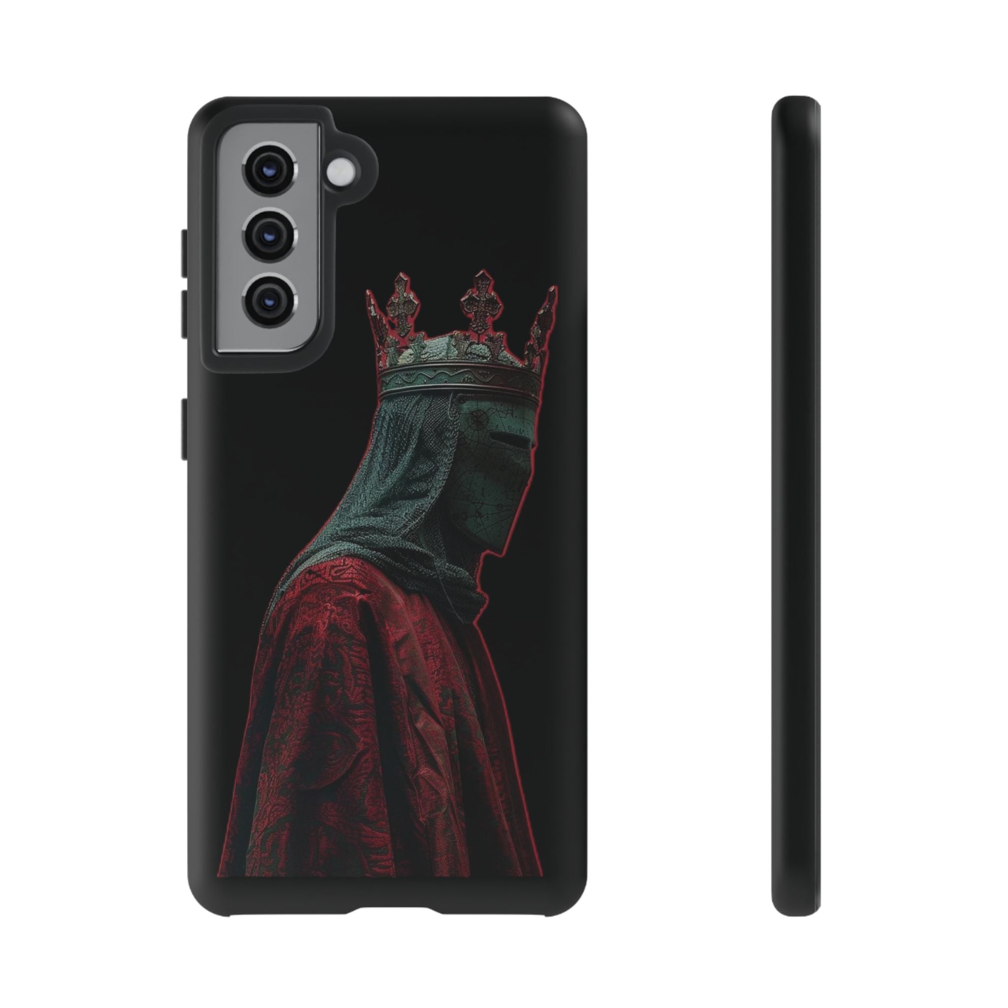 Medieval King Phone Case — Dark Red Gothic Crown Protective Tough Case