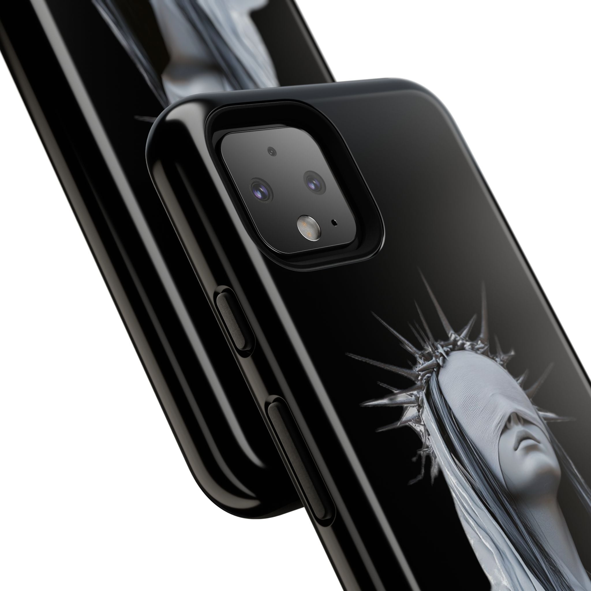 Gothic Statue Phone Case – Blindfolded Lady with Crown Protective Tough Case