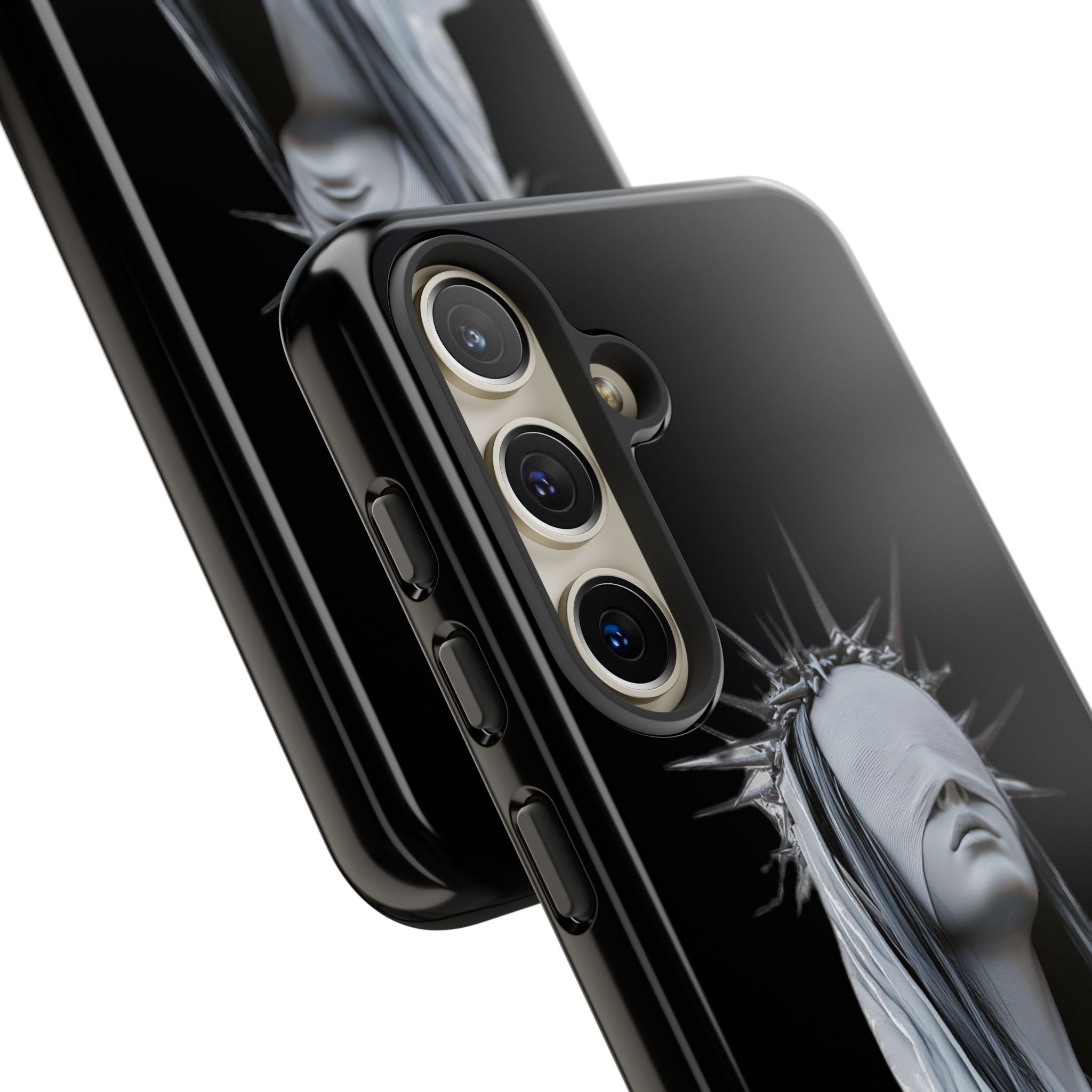 Gothic Statue Phone Case – Blindfolded Lady with Crown Protective Tough Case