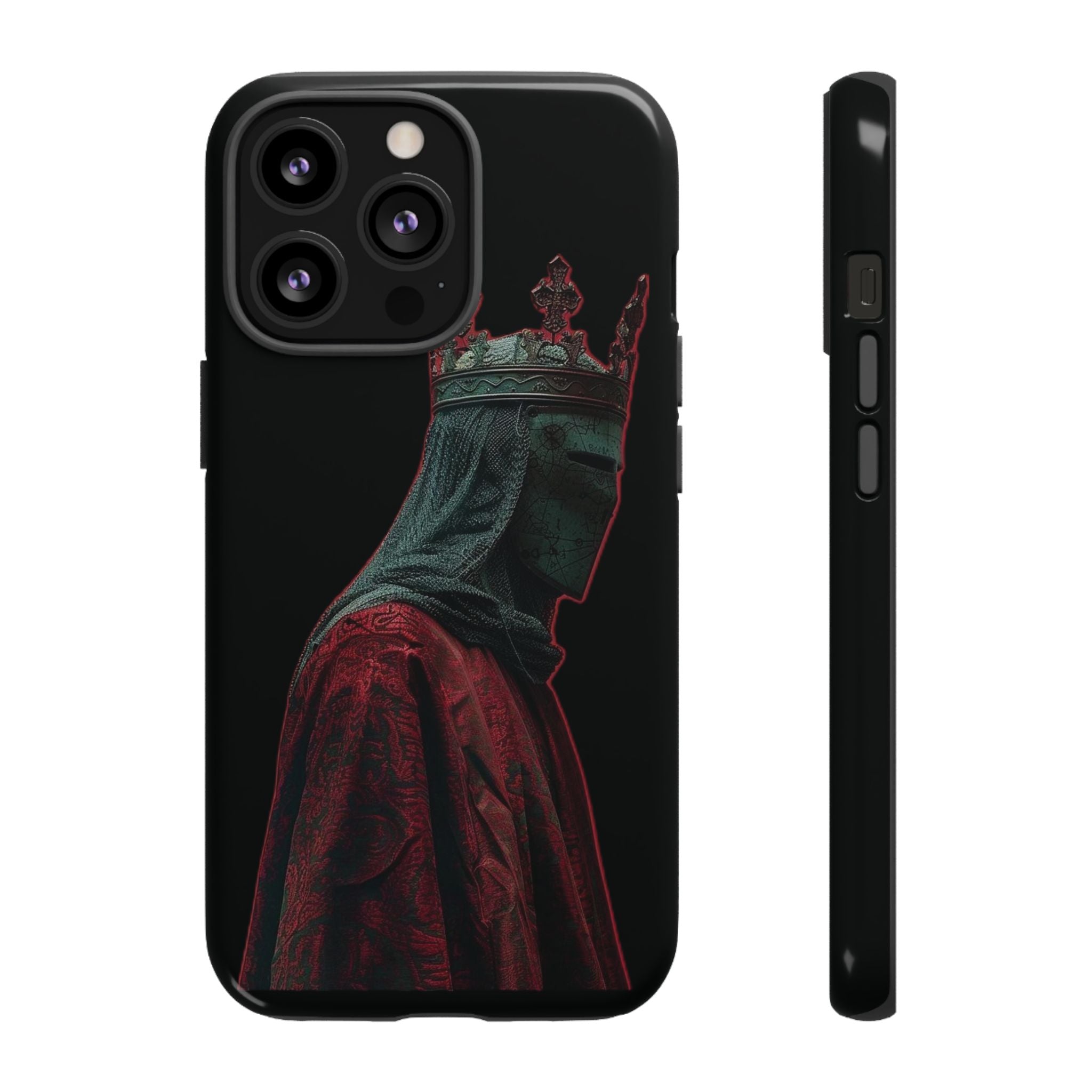 Medieval King Phone Case — Dark Red Gothic Crown Protective Tough Case