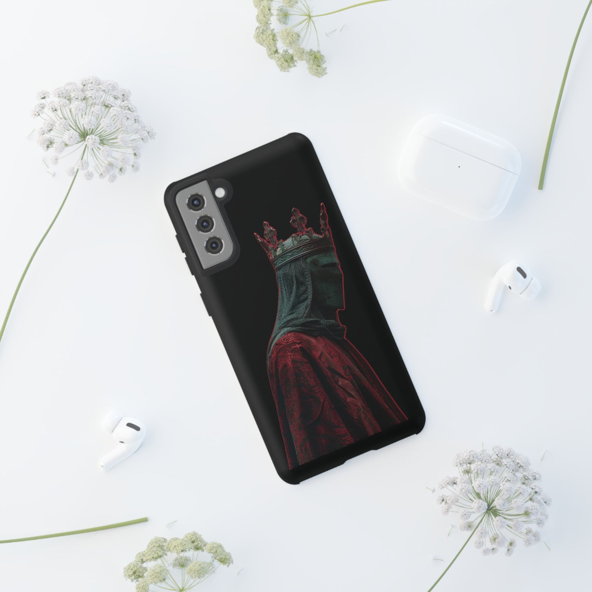 Medieval King Phone Case — Dark Red Gothic Crown Protective Tough Case