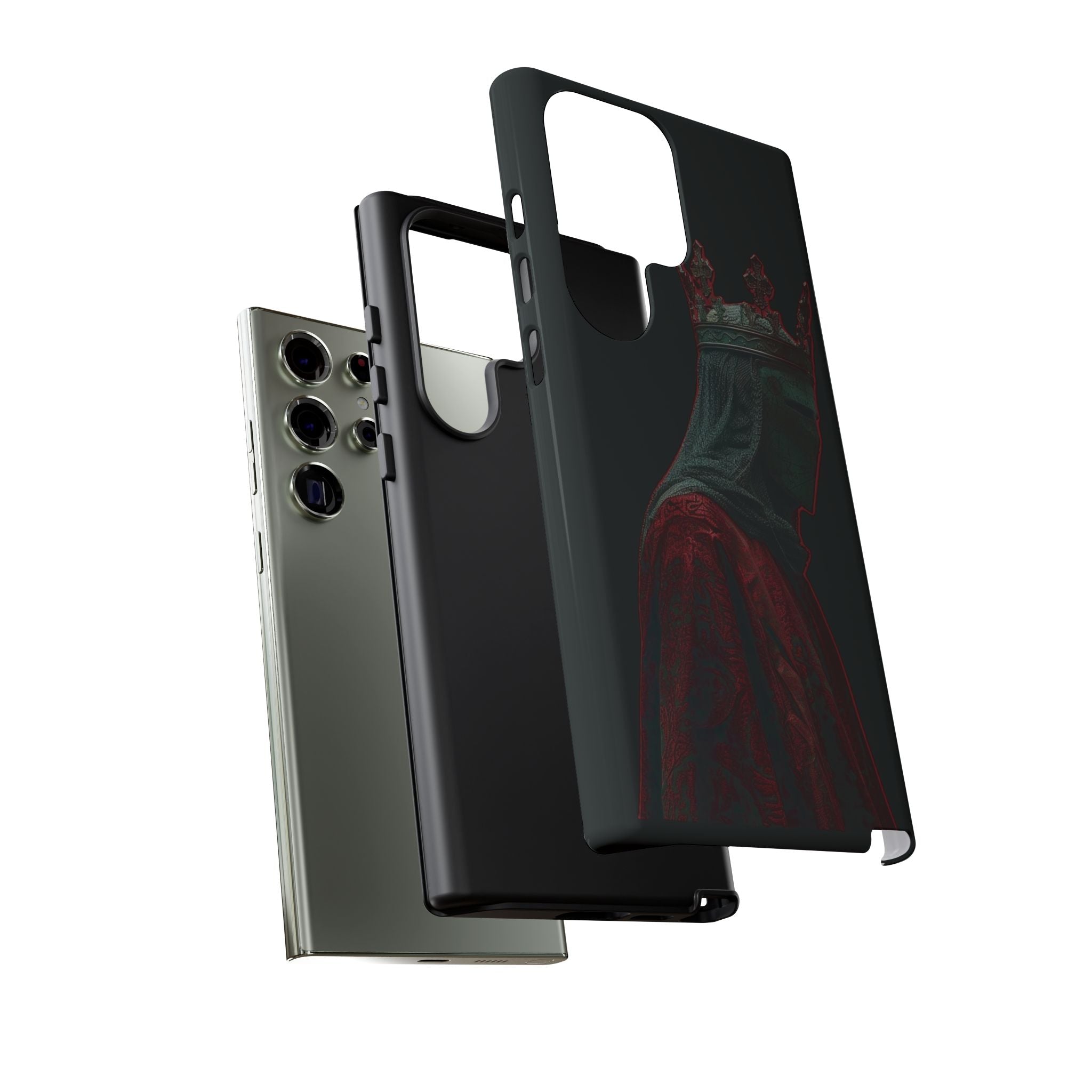 Medieval King Phone Case — Dark Red Gothic Crown Protective Tough Case