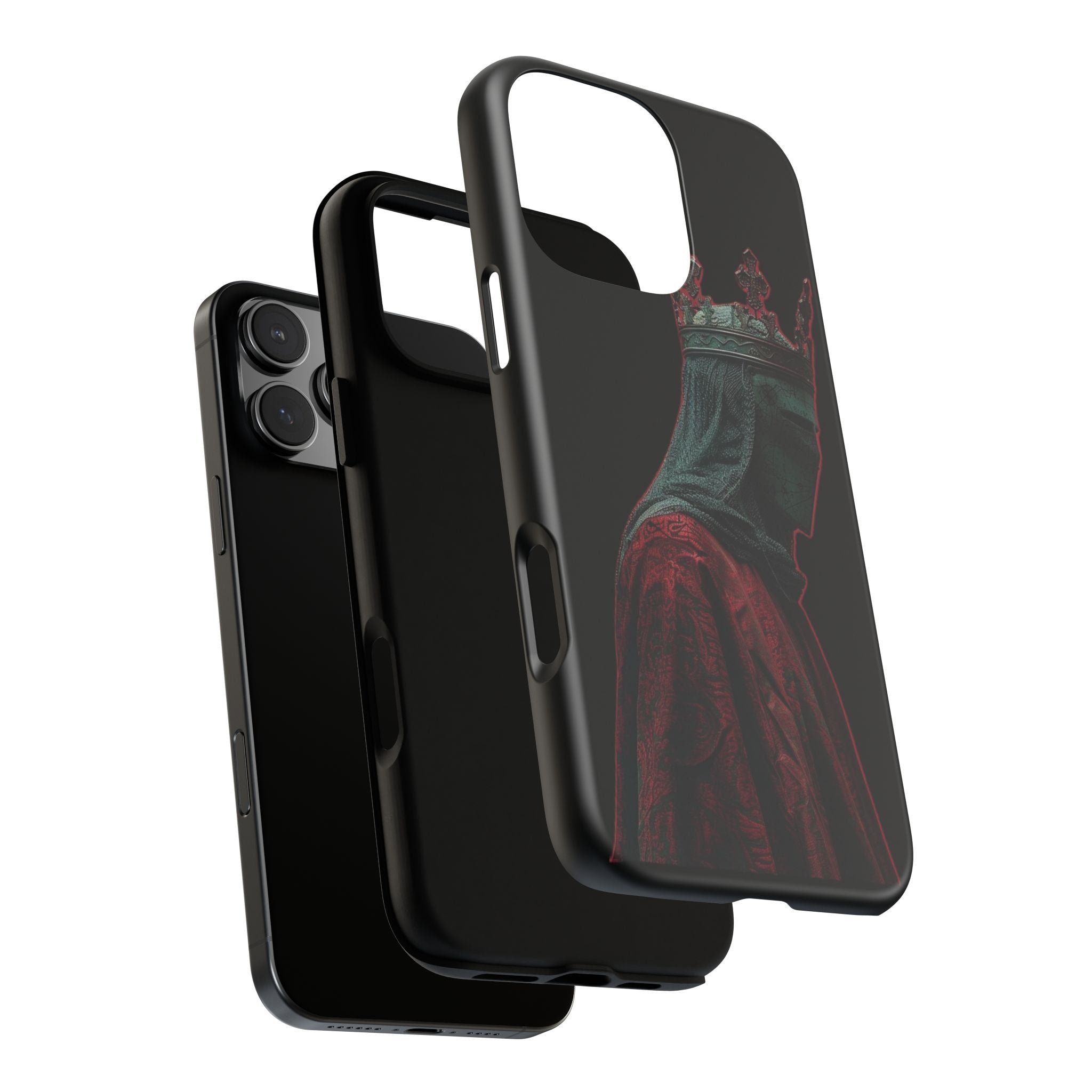 Medieval King Phone Case — Dark Red Gothic Crown Protective Tough Case