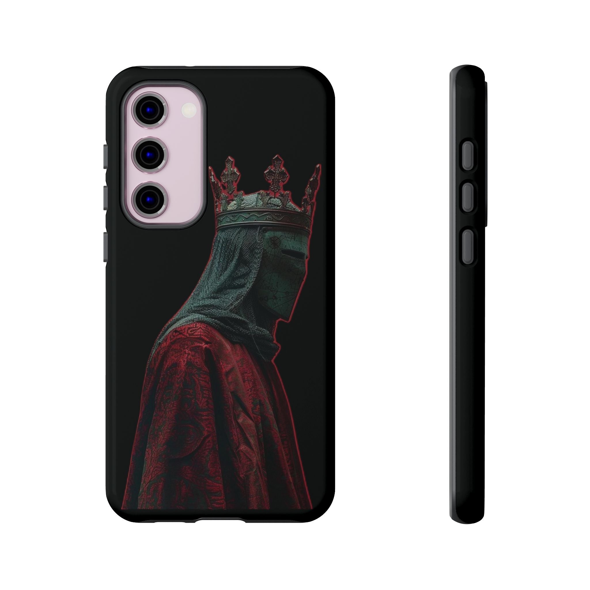 Medieval King Phone Case — Dark Red Gothic Crown Protective Tough Case