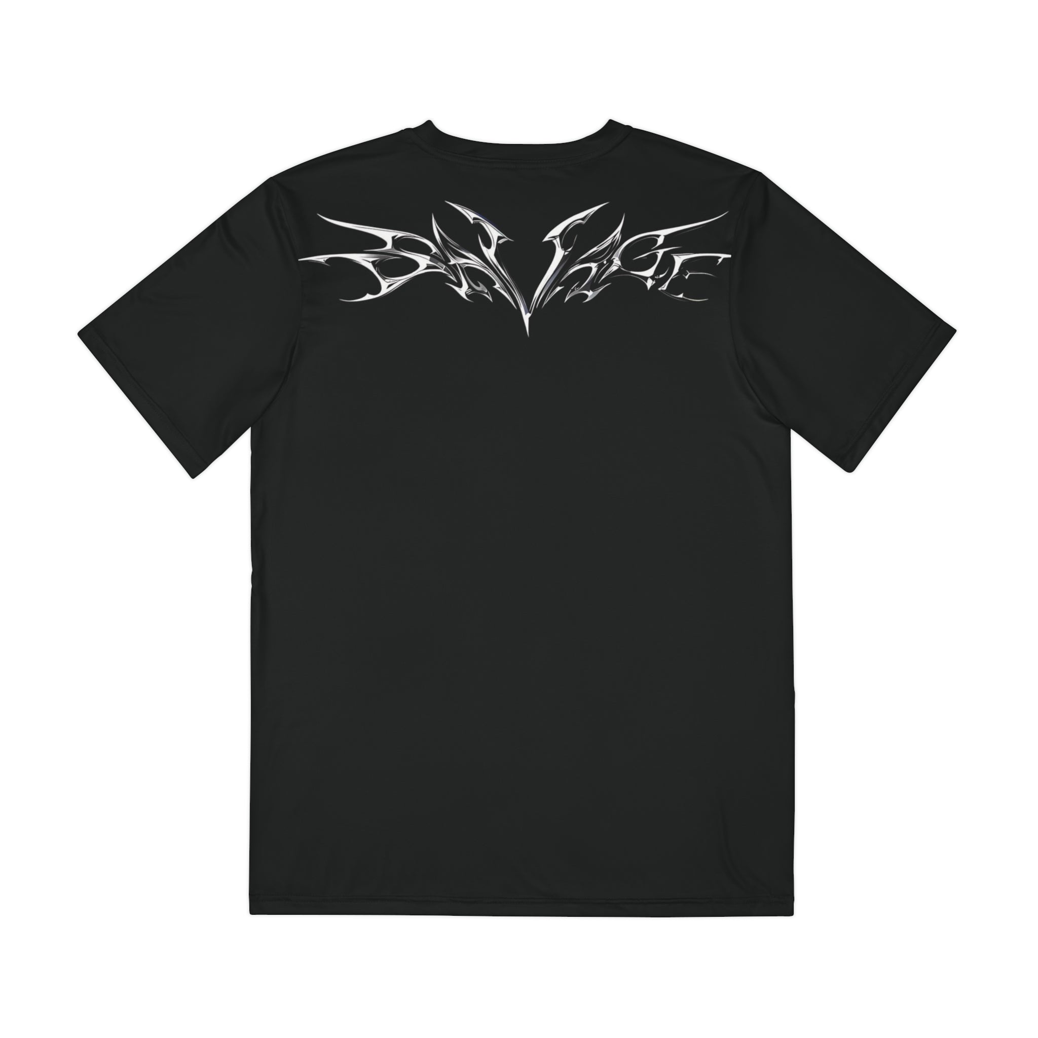 Men's Black Tribal Flame Tee — Back Yoke Metallic Graphic