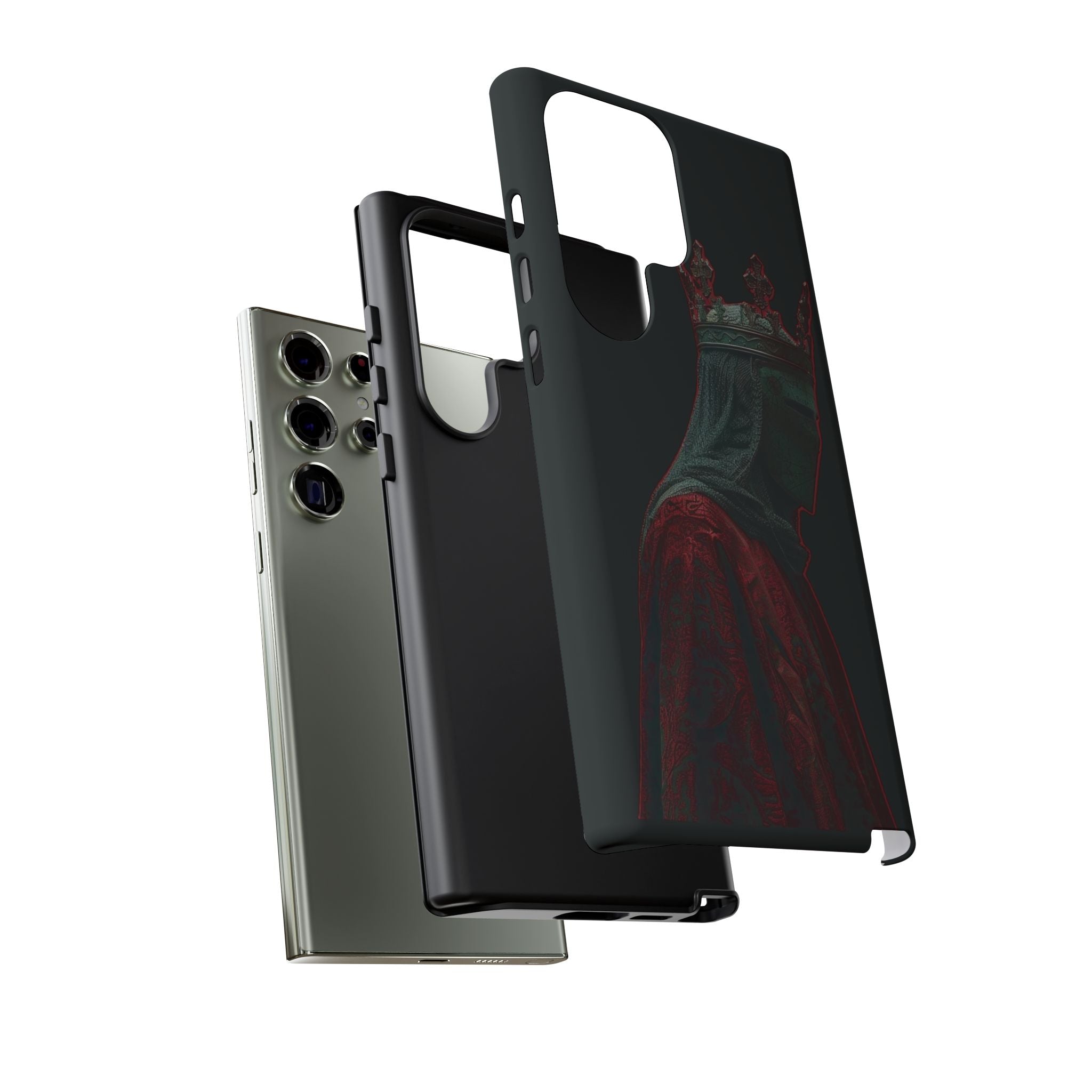 Medieval King Phone Case — Dark Red Gothic Crown Protective Tough Case