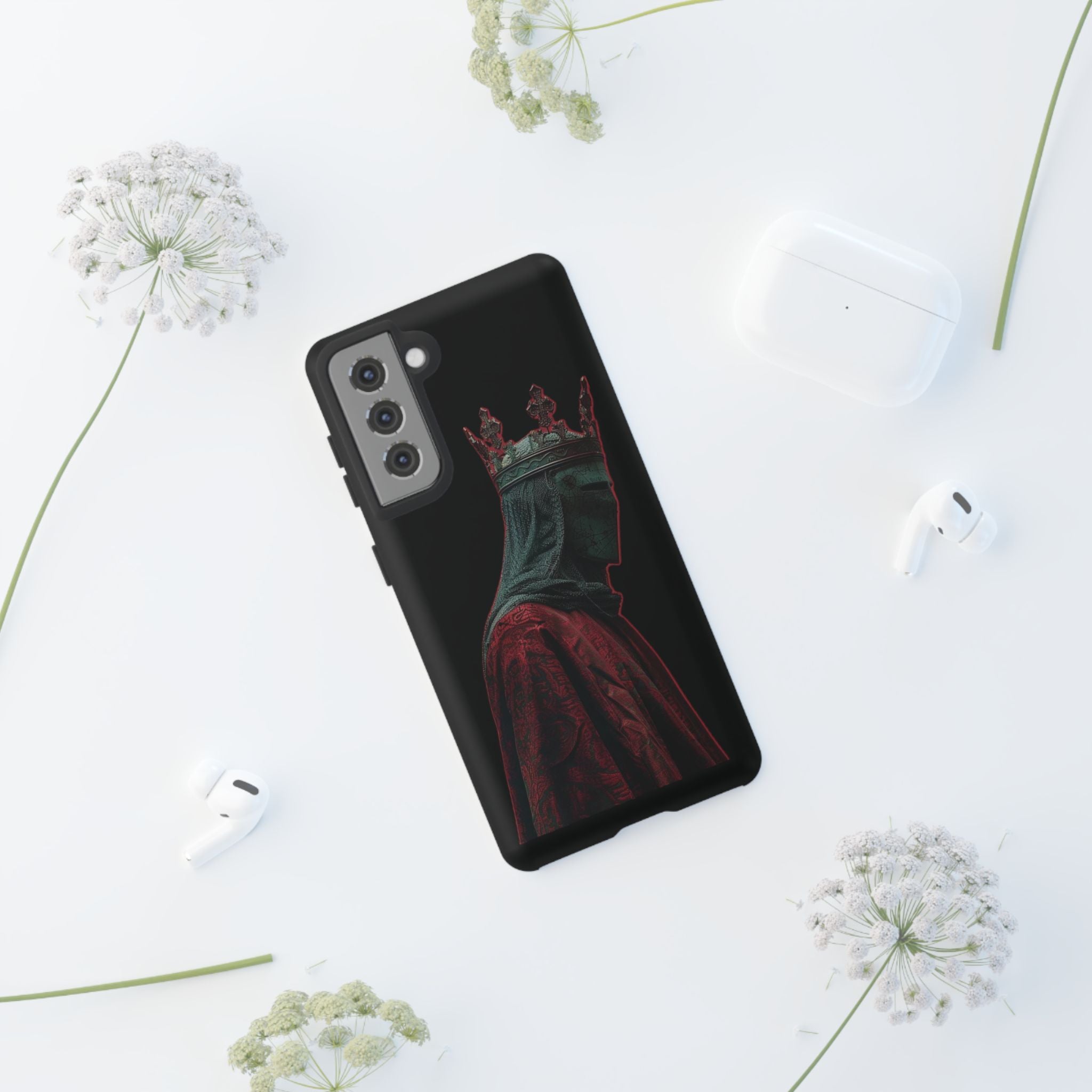 Medieval King Phone Case — Dark Red Gothic Crown Protective Tough Case