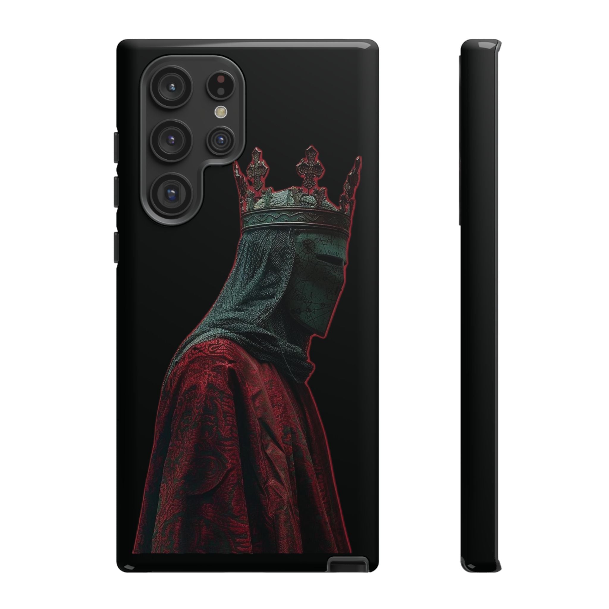 Medieval King Phone Case — Dark Red Gothic Crown Protective Tough Case