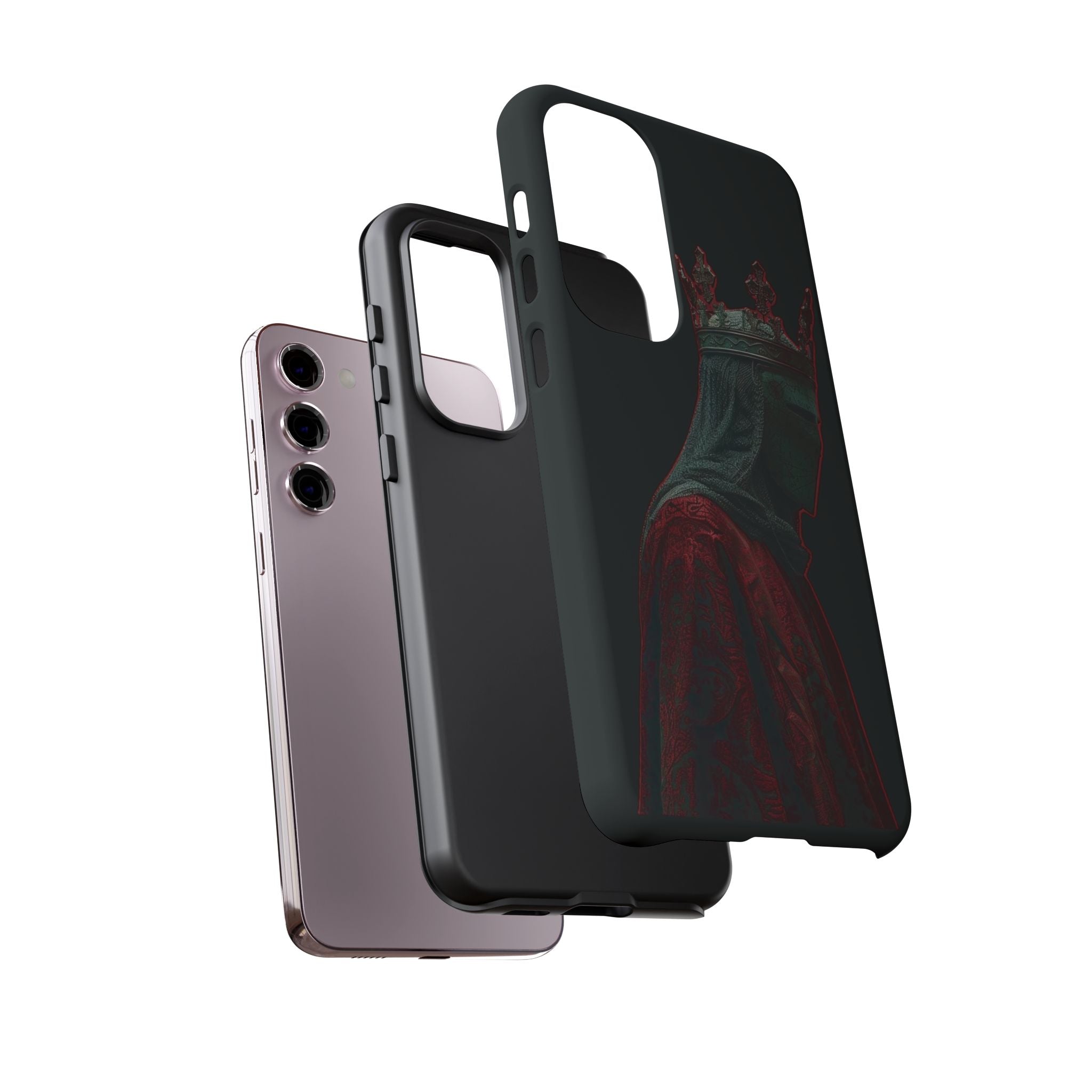 Medieval King Phone Case — Dark Red Gothic Crown Protective Tough Case