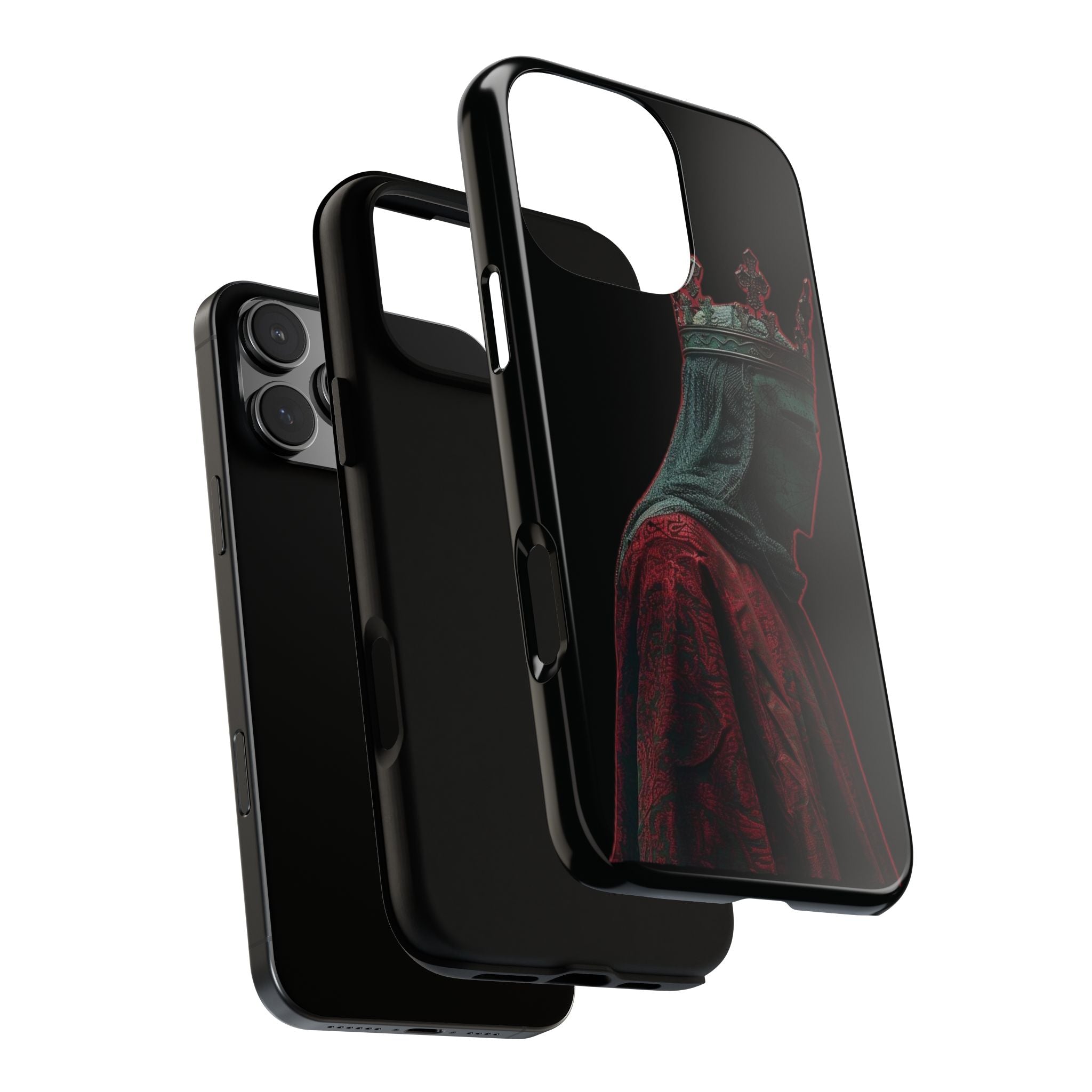 Medieval King Phone Case — Dark Red Gothic Crown Protective Tough Case