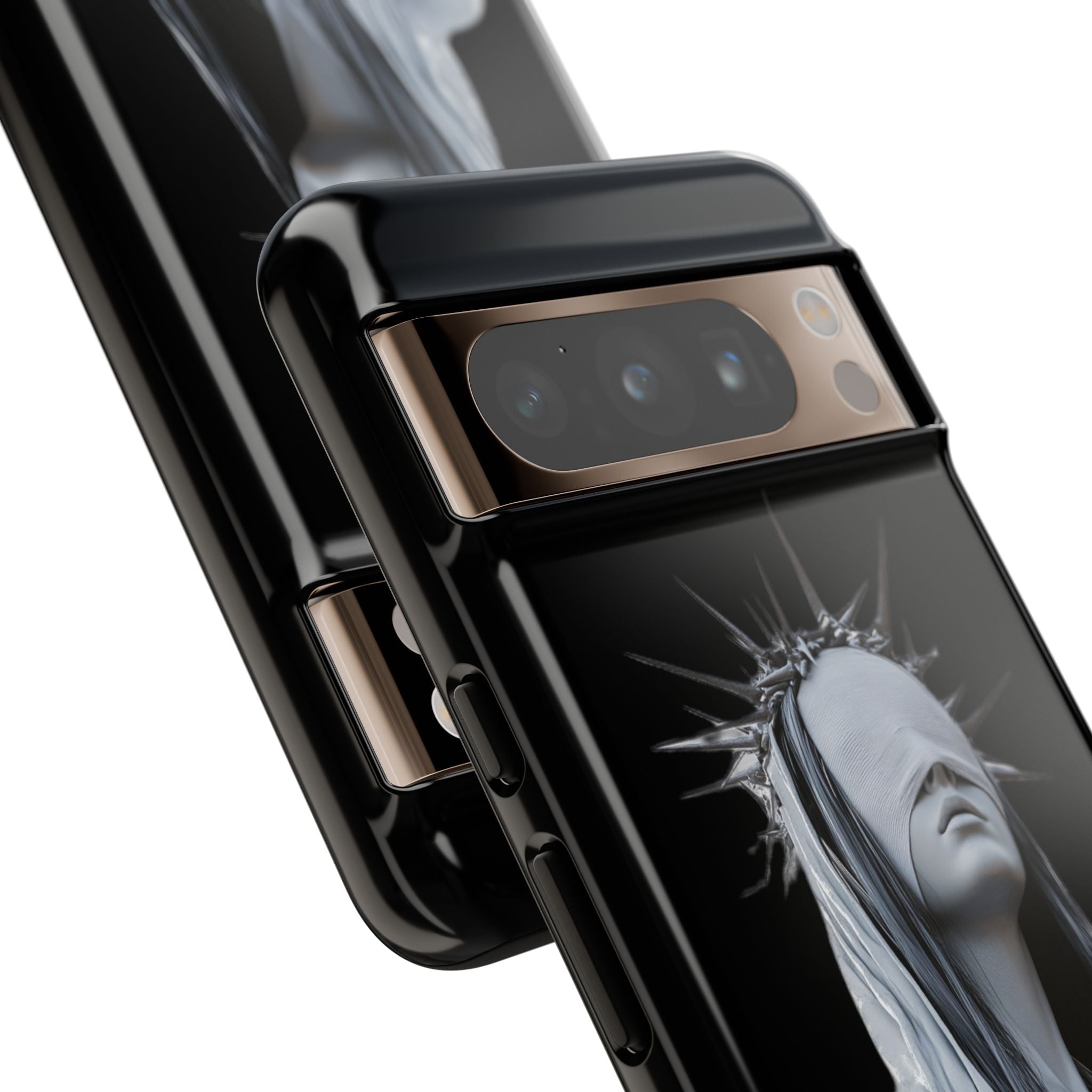 Gothic Statue Phone Case – Blindfolded Lady with Crown Protective Tough Case