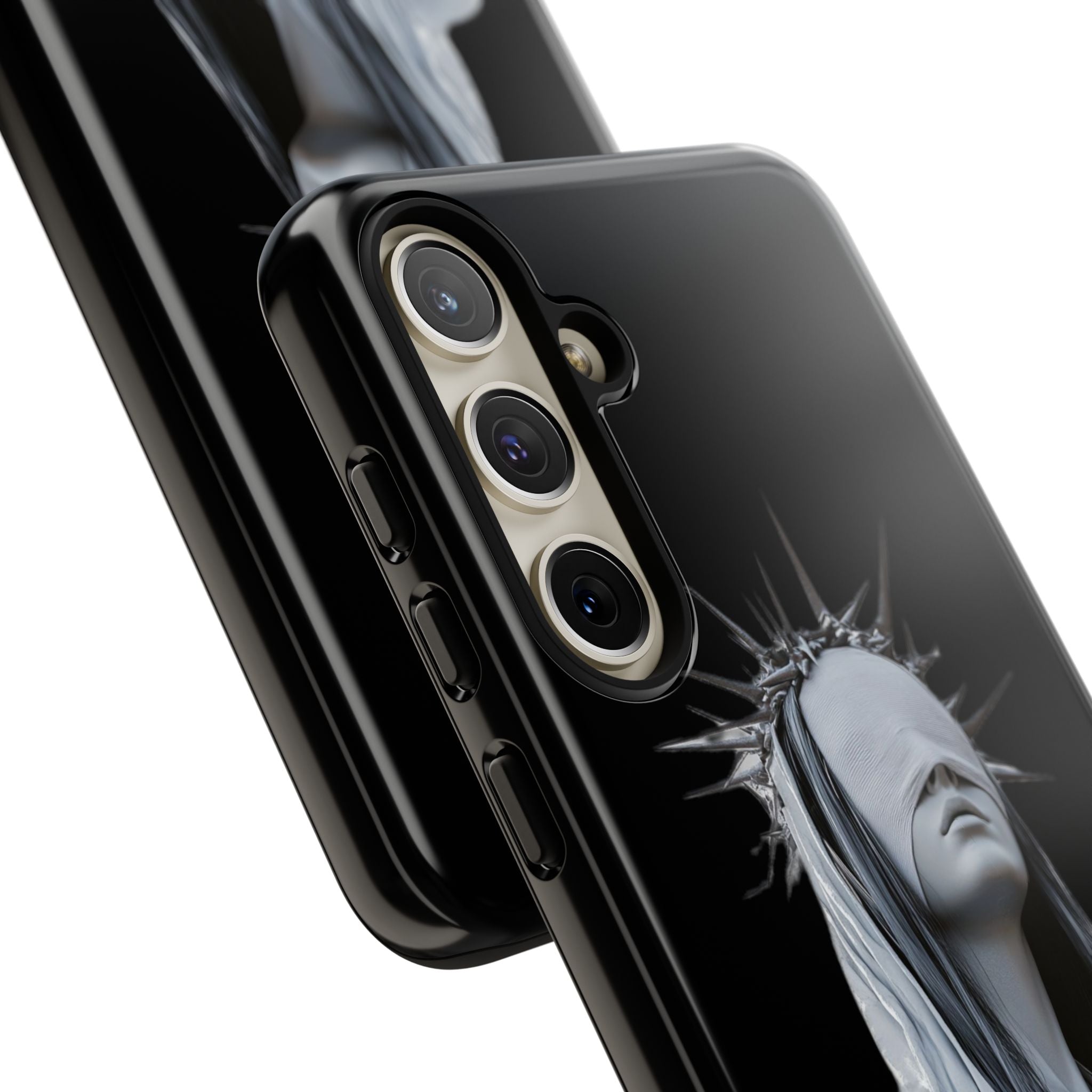 Gothic Statue Phone Case – Blindfolded Lady with Crown Protective Tough Case