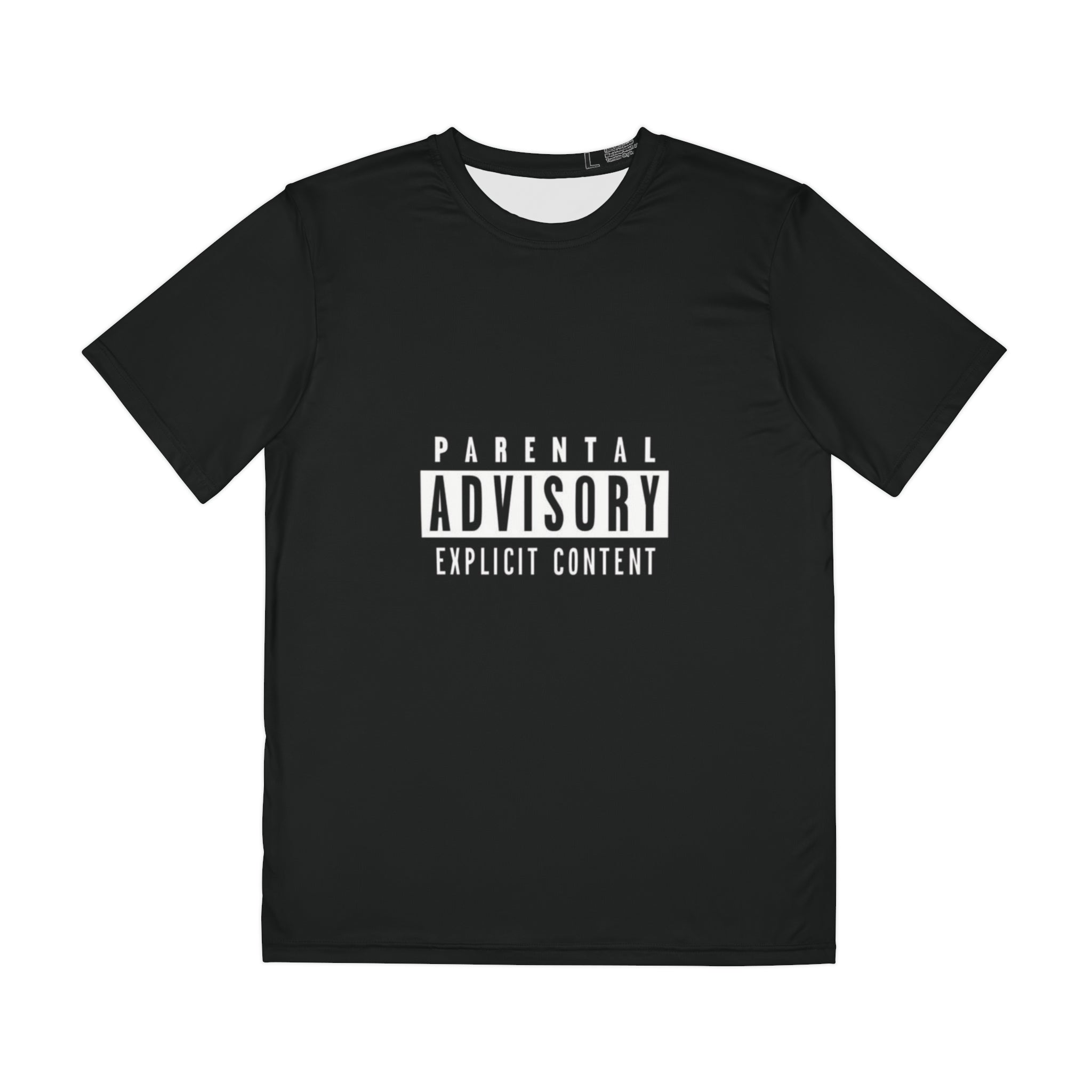 Parental Advisory 'Explicit Content' Graphic Tee — Men's Black Polyester T-Shirt
