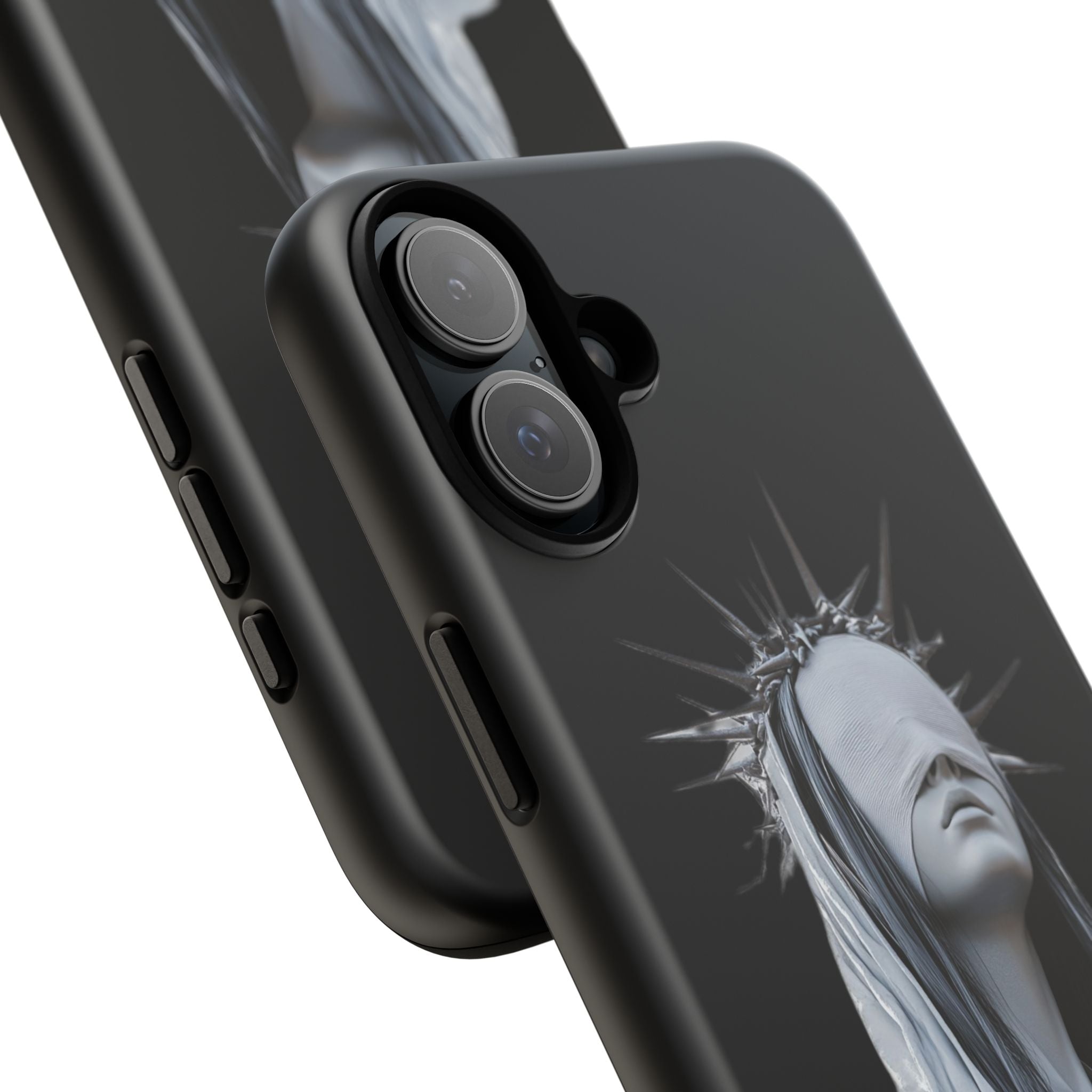 Gothic Statue Phone Case – Blindfolded Lady with Crown Protective Tough Case