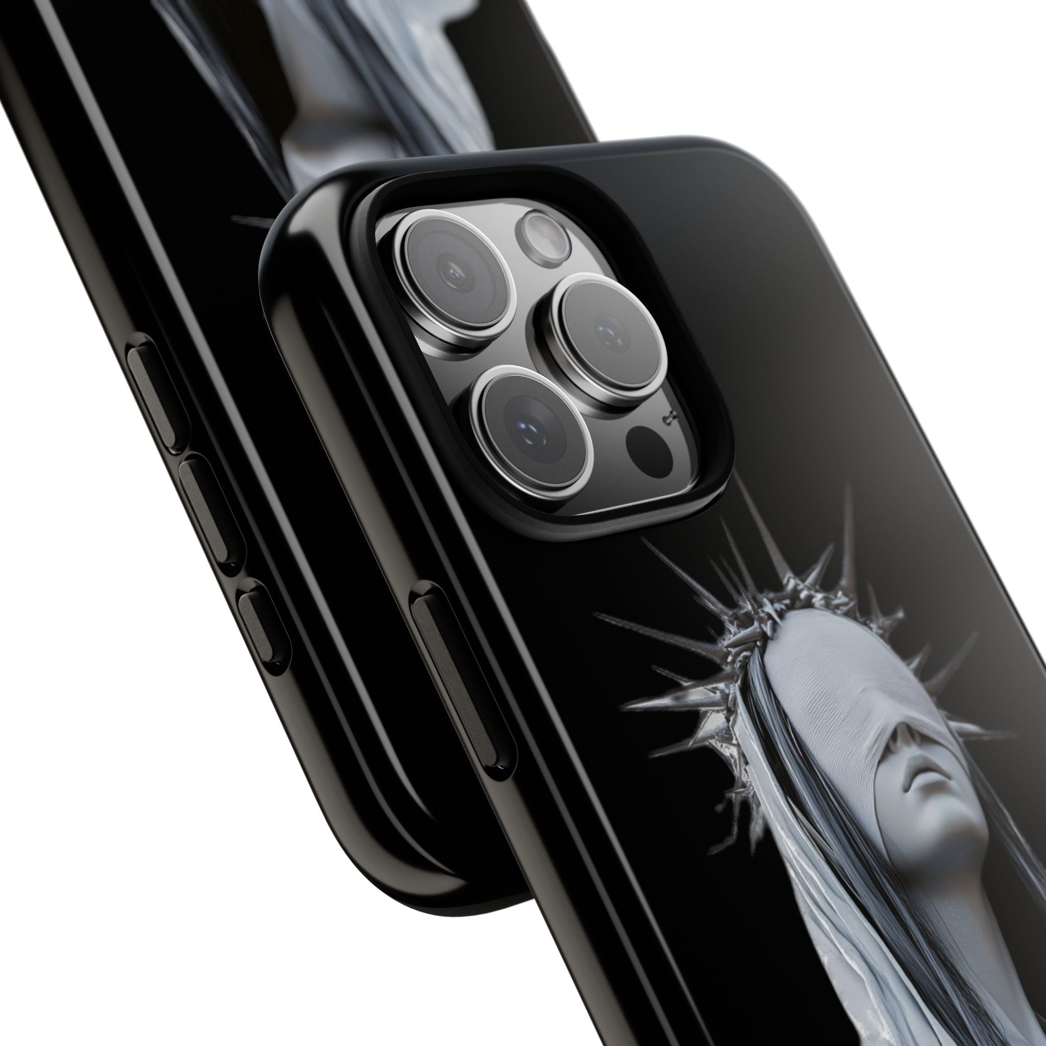 Gothic Statue Phone Case – Blindfolded Lady with Crown Protective Tough Case