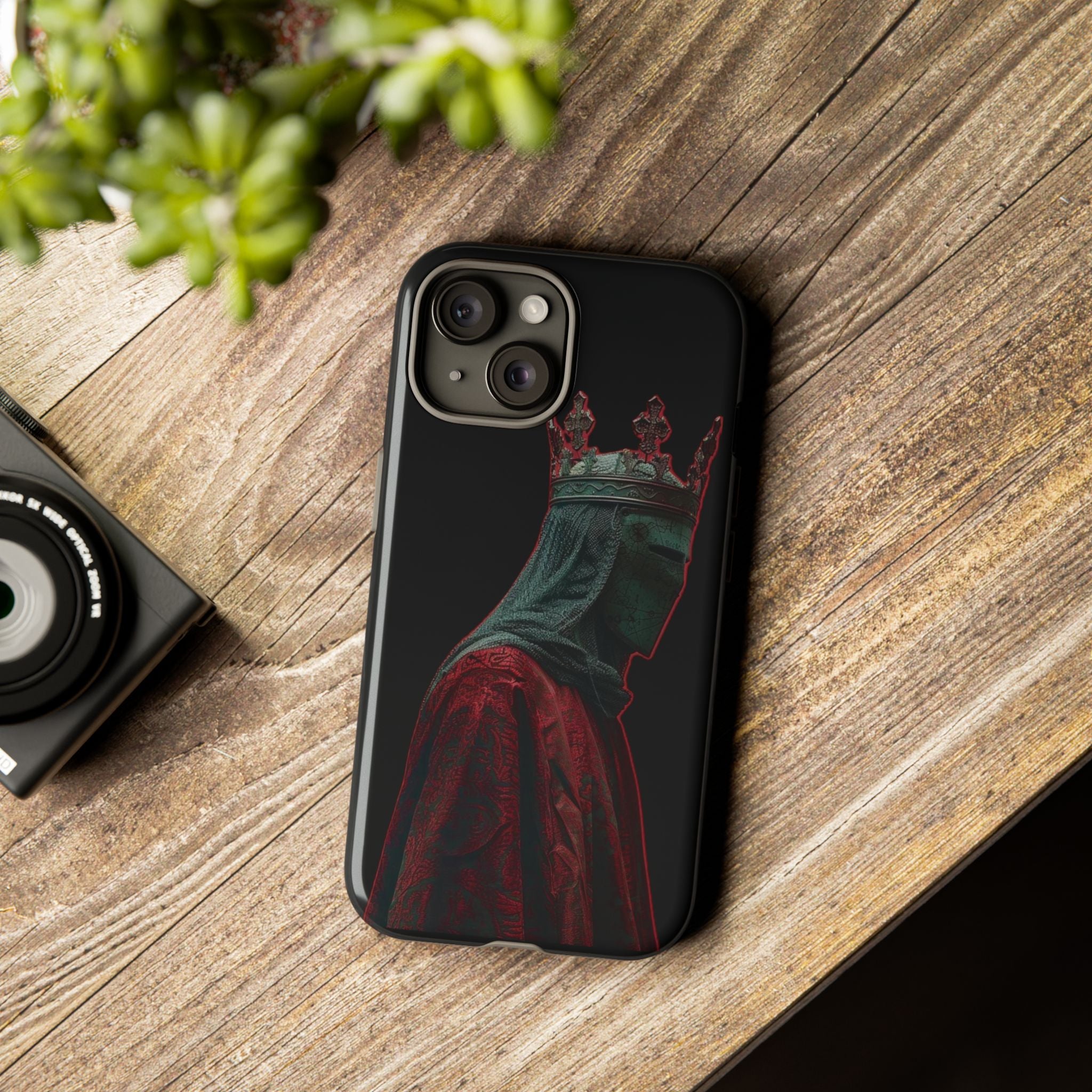 Medieval King Phone Case — Dark Red Gothic Crown Protective Tough Case