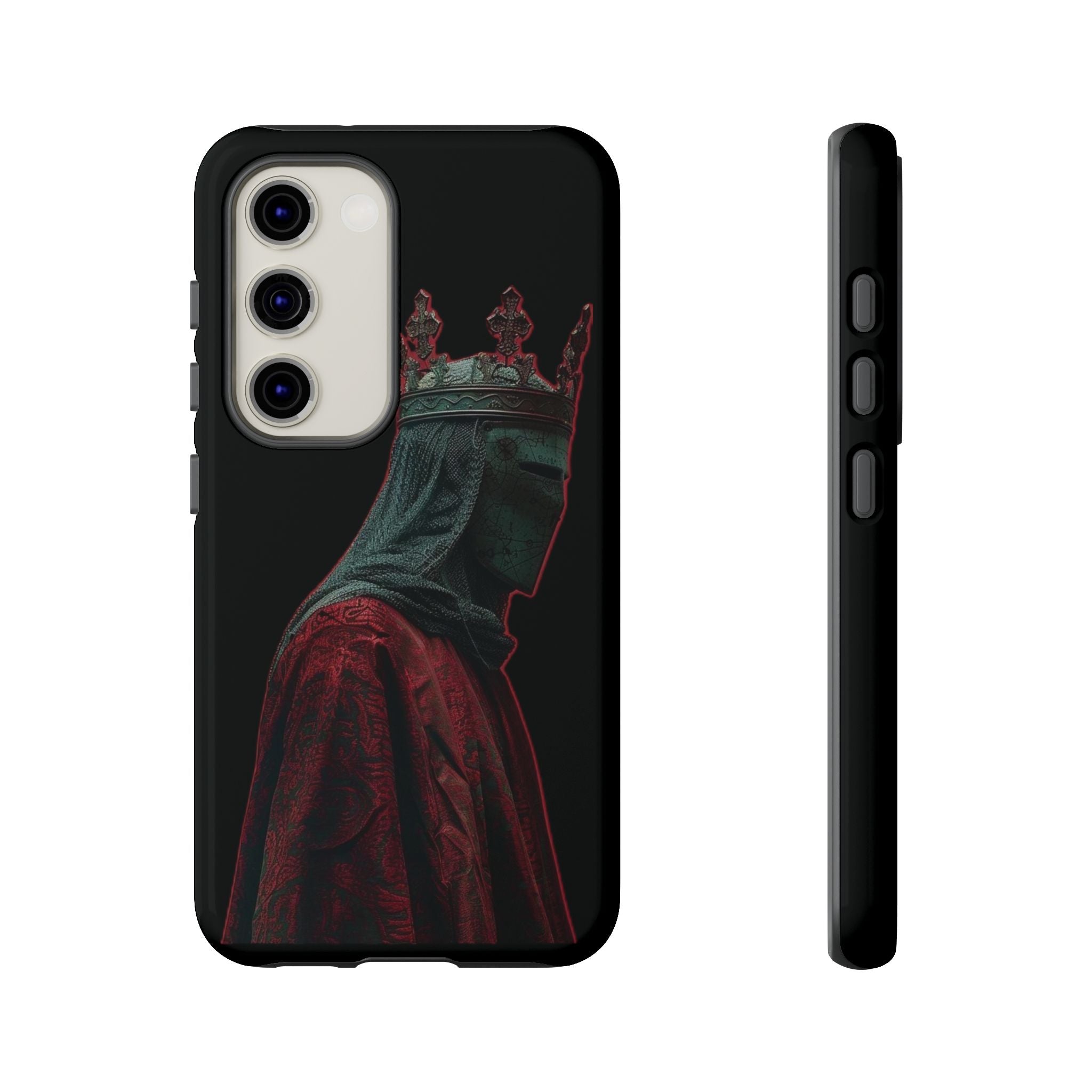 Medieval King Phone Case — Dark Red Gothic Crown Protective Tough Case