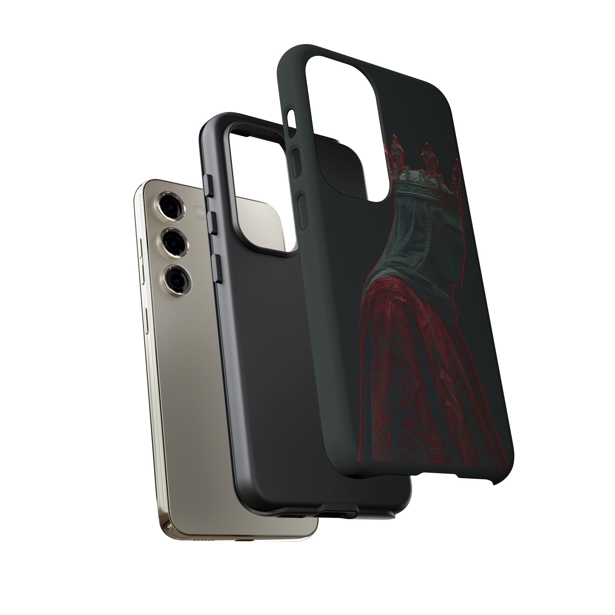 Medieval King Phone Case — Dark Red Gothic Crown Protective Tough Case
