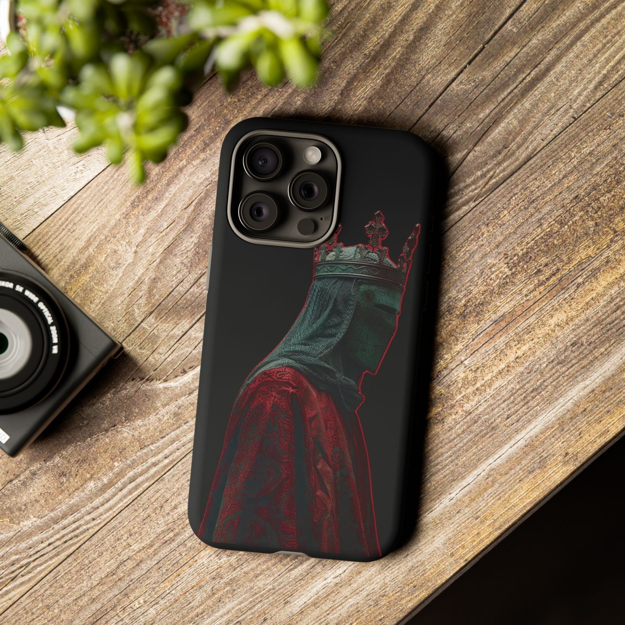 Medieval King Phone Case — Dark Red Gothic Crown Protective Tough Case