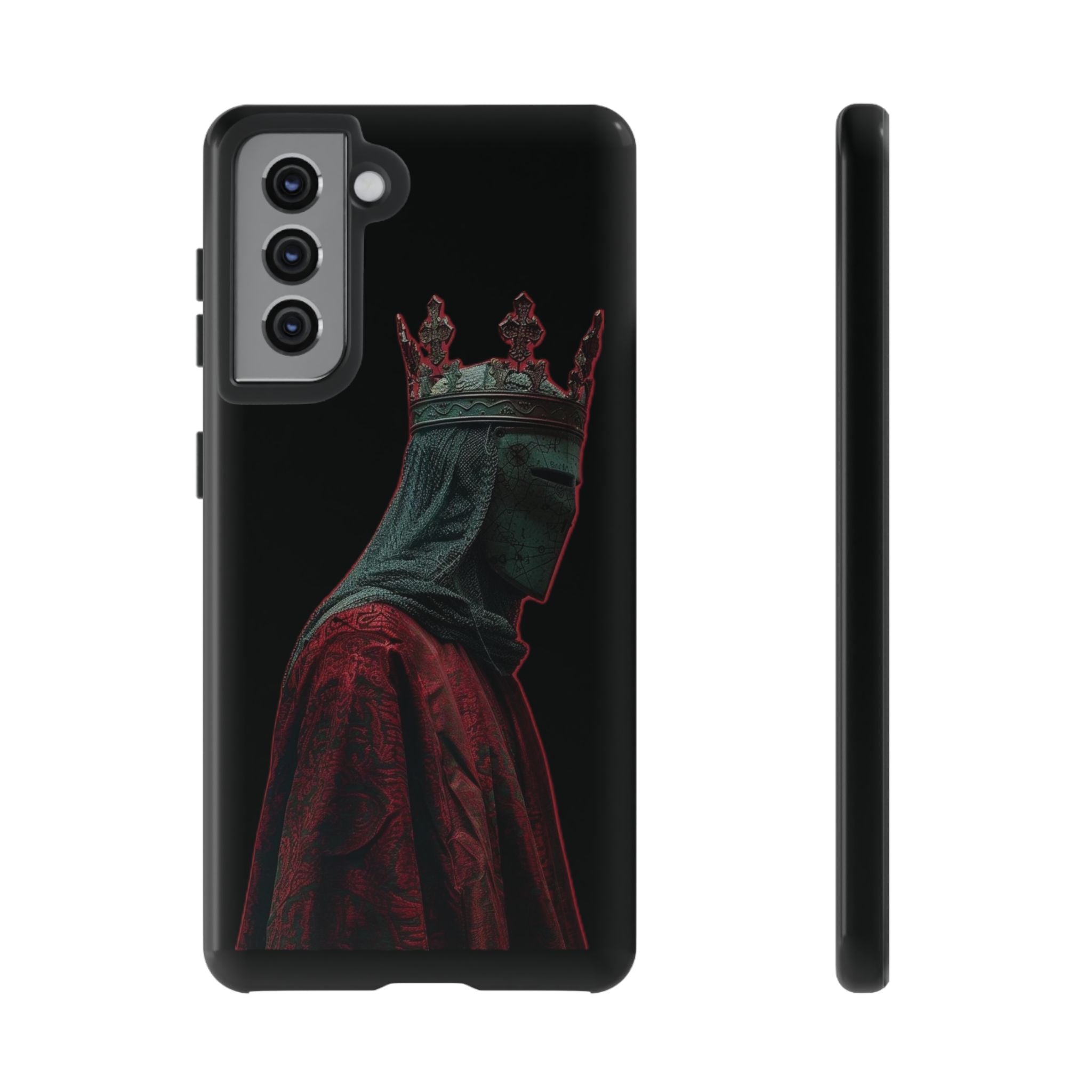 Medieval King Phone Case — Dark Red Gothic Crown Protective Tough Case