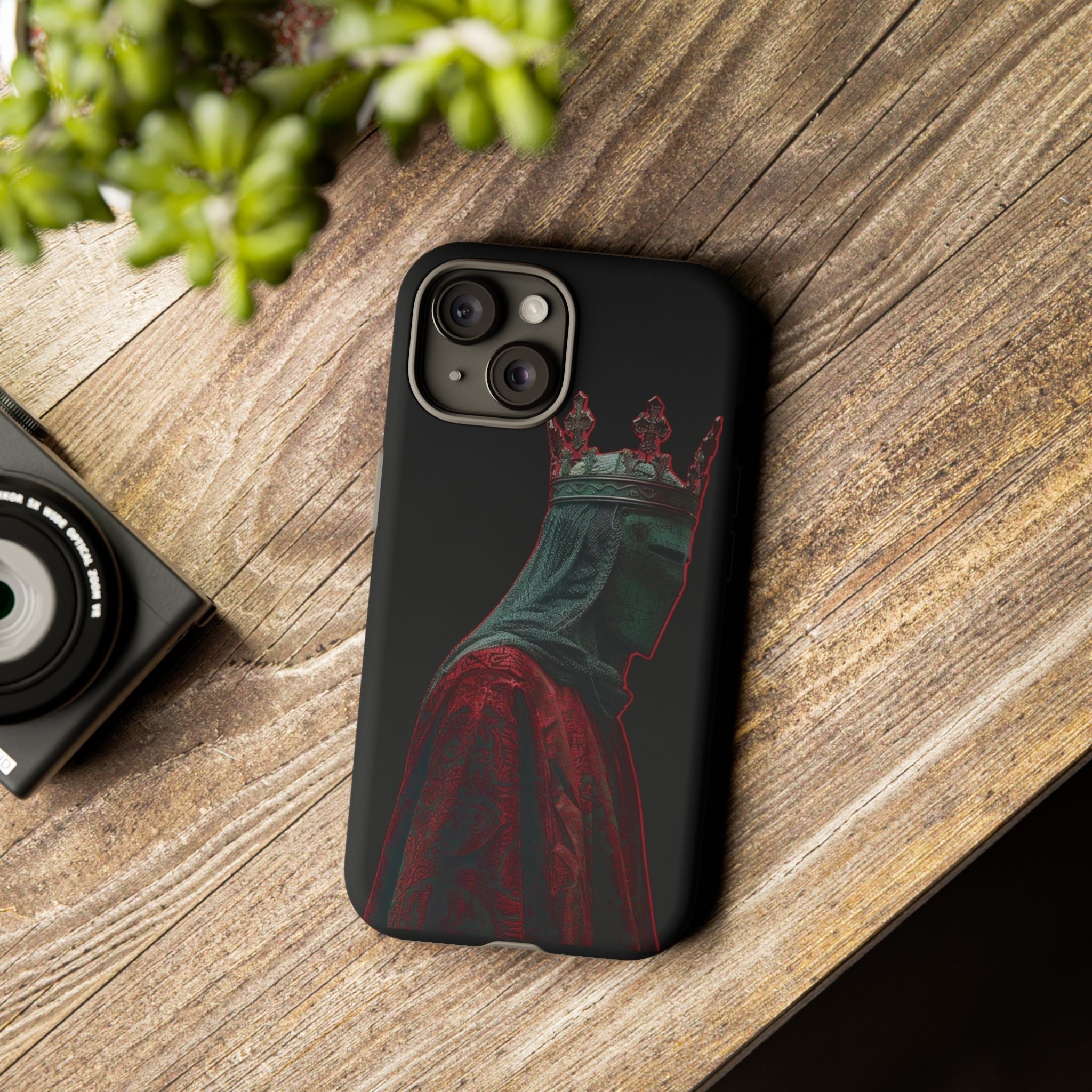 Medieval King Phone Case — Dark Red Gothic Crown Protective Tough Case