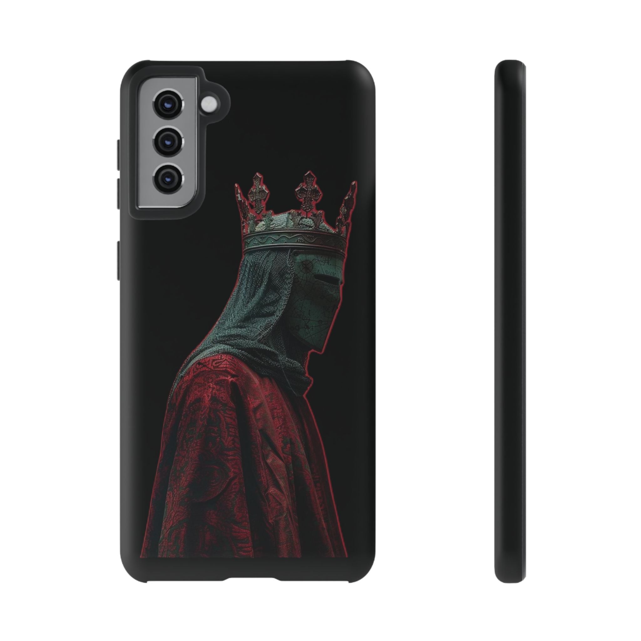 Medieval King Phone Case — Dark Red Gothic Crown Protective Tough Case