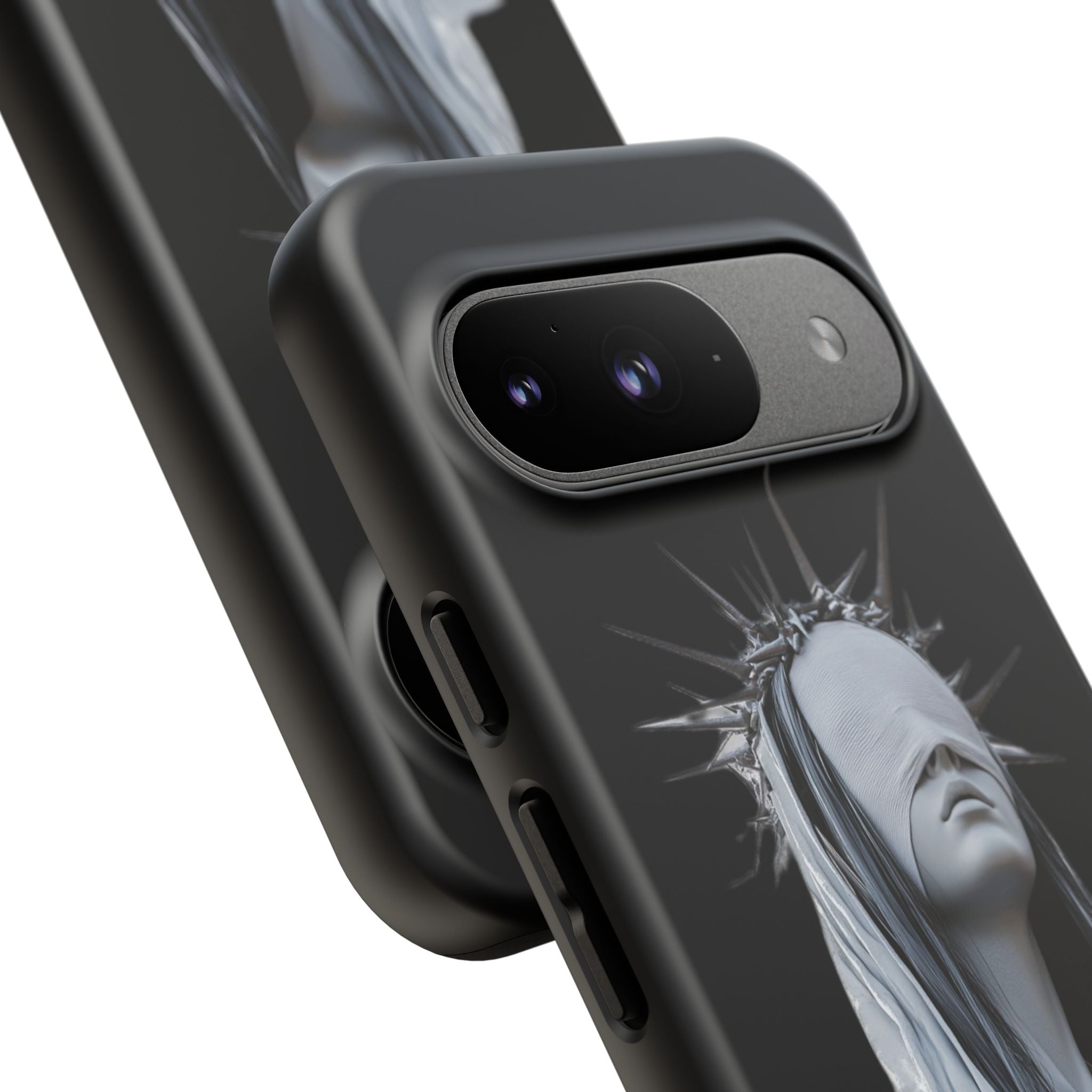 Gothic Statue Phone Case – Blindfolded Lady with Crown Protective Tough Case