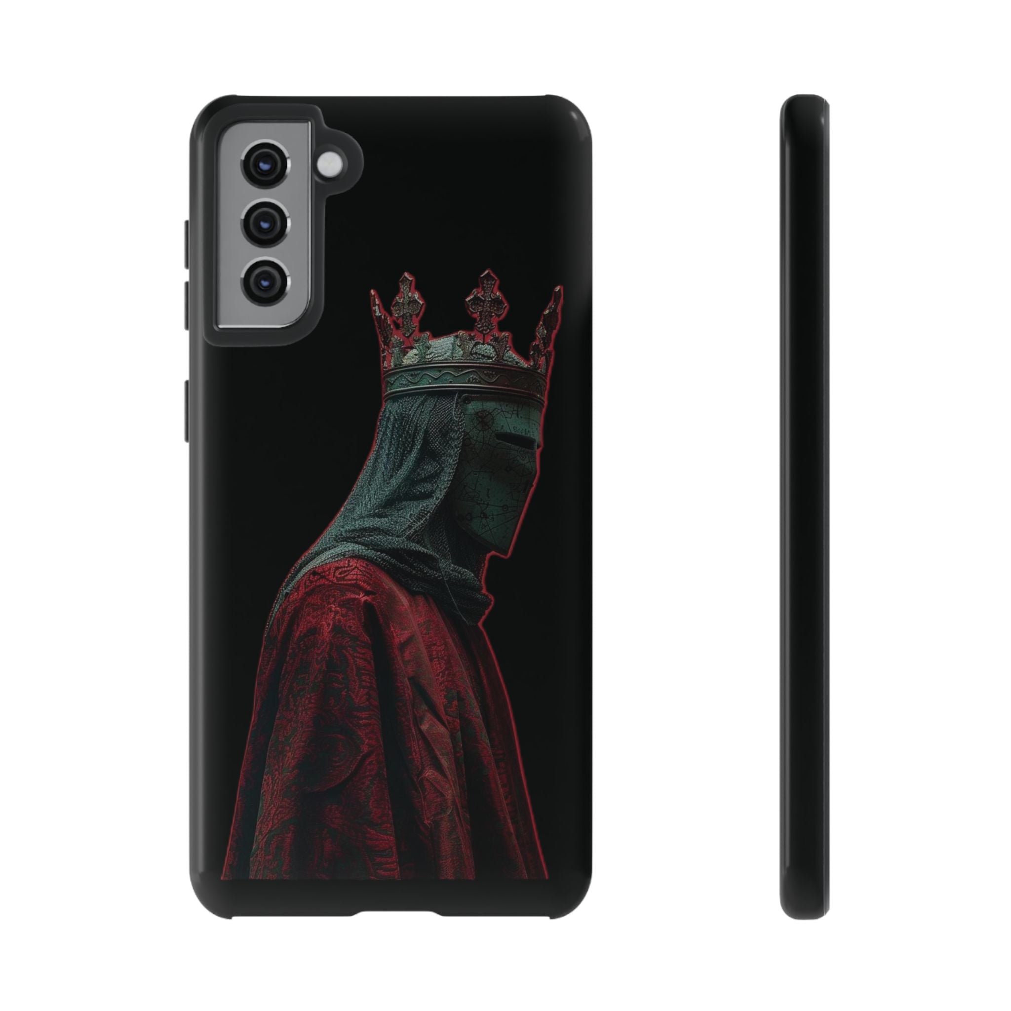Medieval King Phone Case — Dark Red Gothic Crown Protective Tough Case