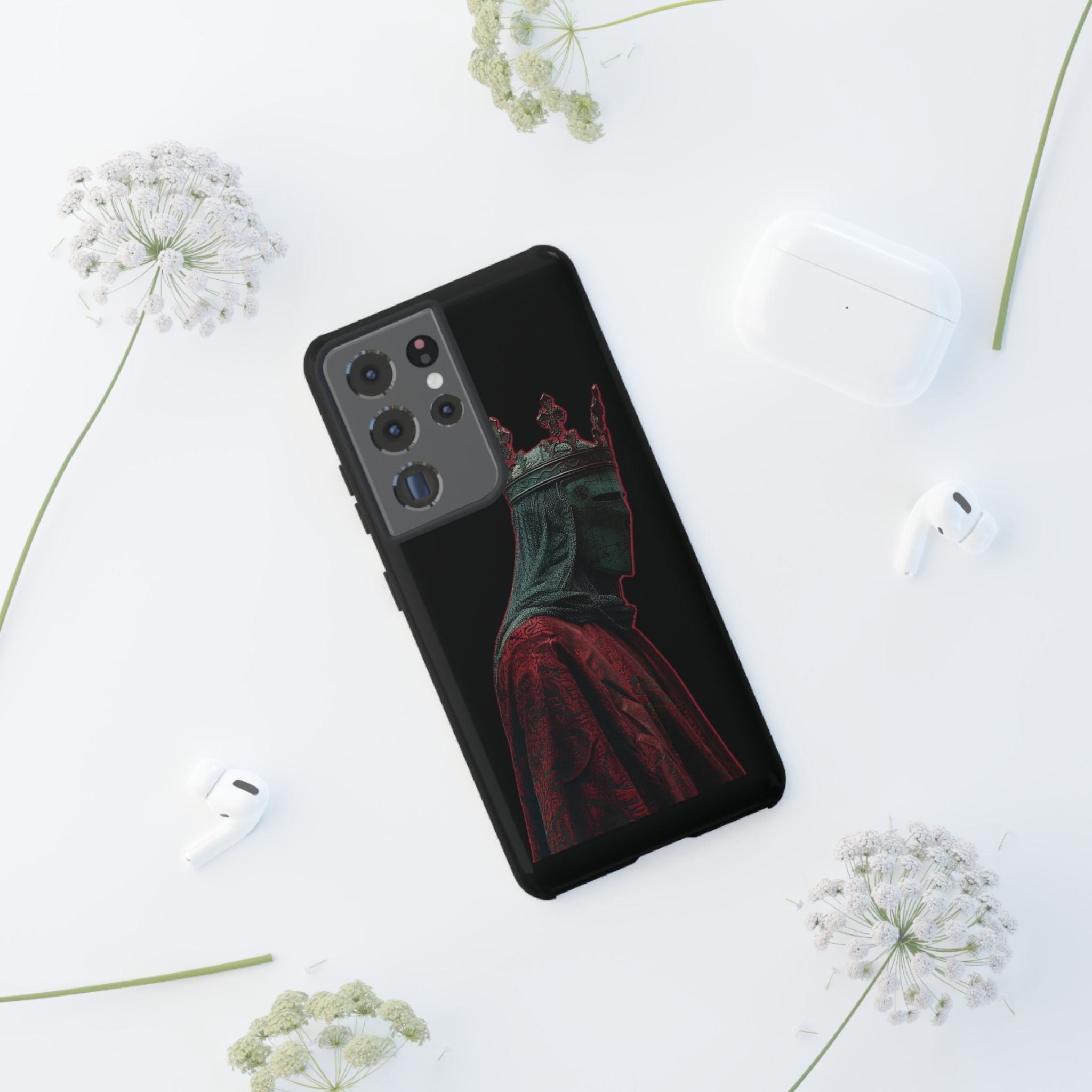 Medieval King Phone Case — Dark Red Gothic Crown Protective Tough Case