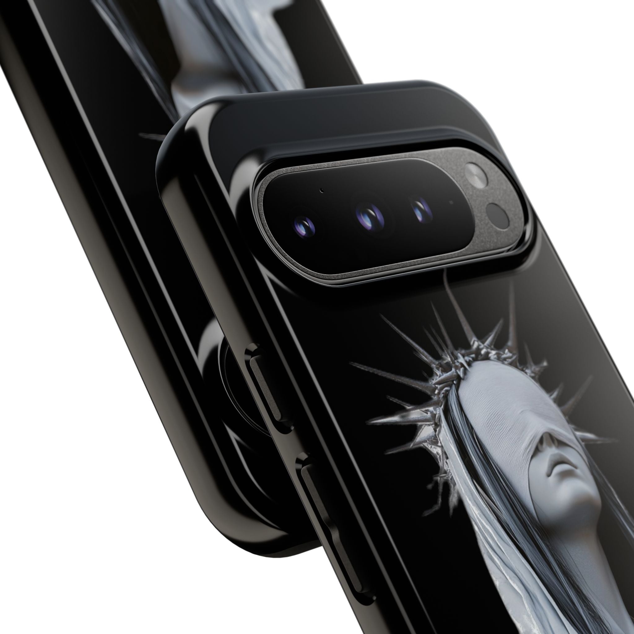 Gothic Statue Phone Case – Blindfolded Lady with Crown Protective Tough Case