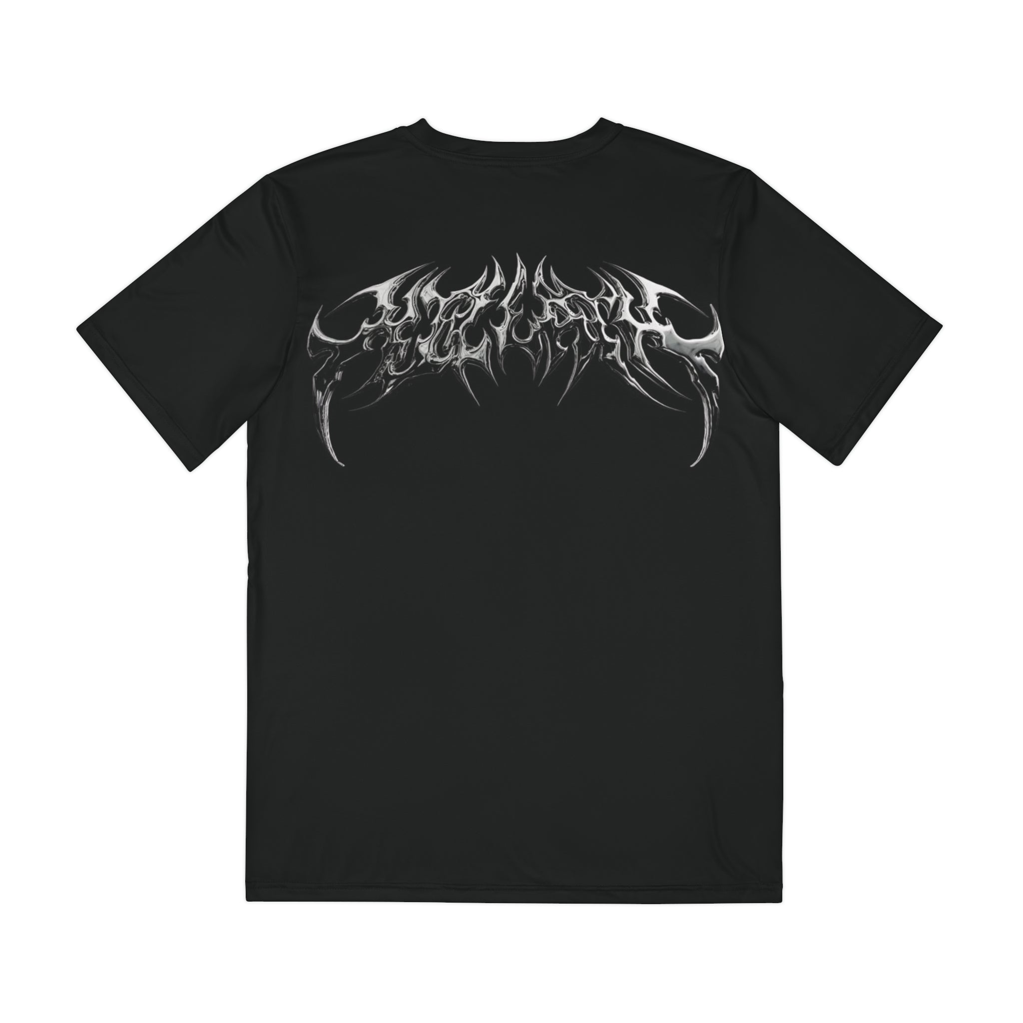 Men's Black Metal Flame Logo Tee — Gothic Band Style Polyester T-Shirt