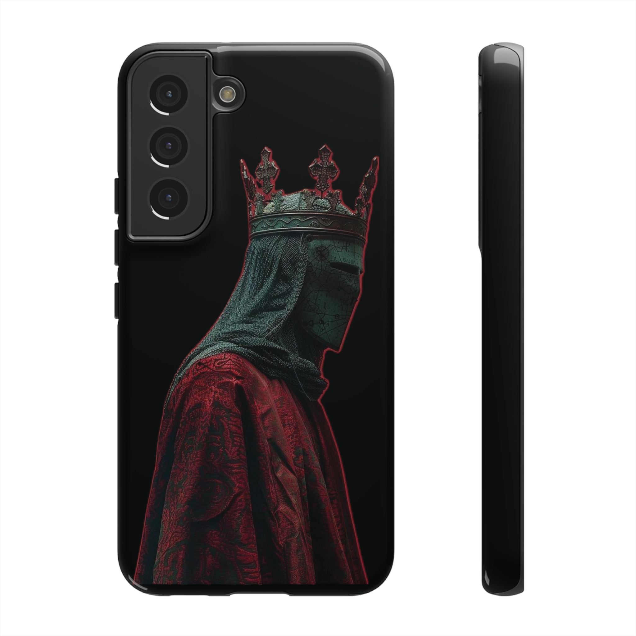 Medieval King Phone Case — Dark Red Gothic Crown Protective Tough Case