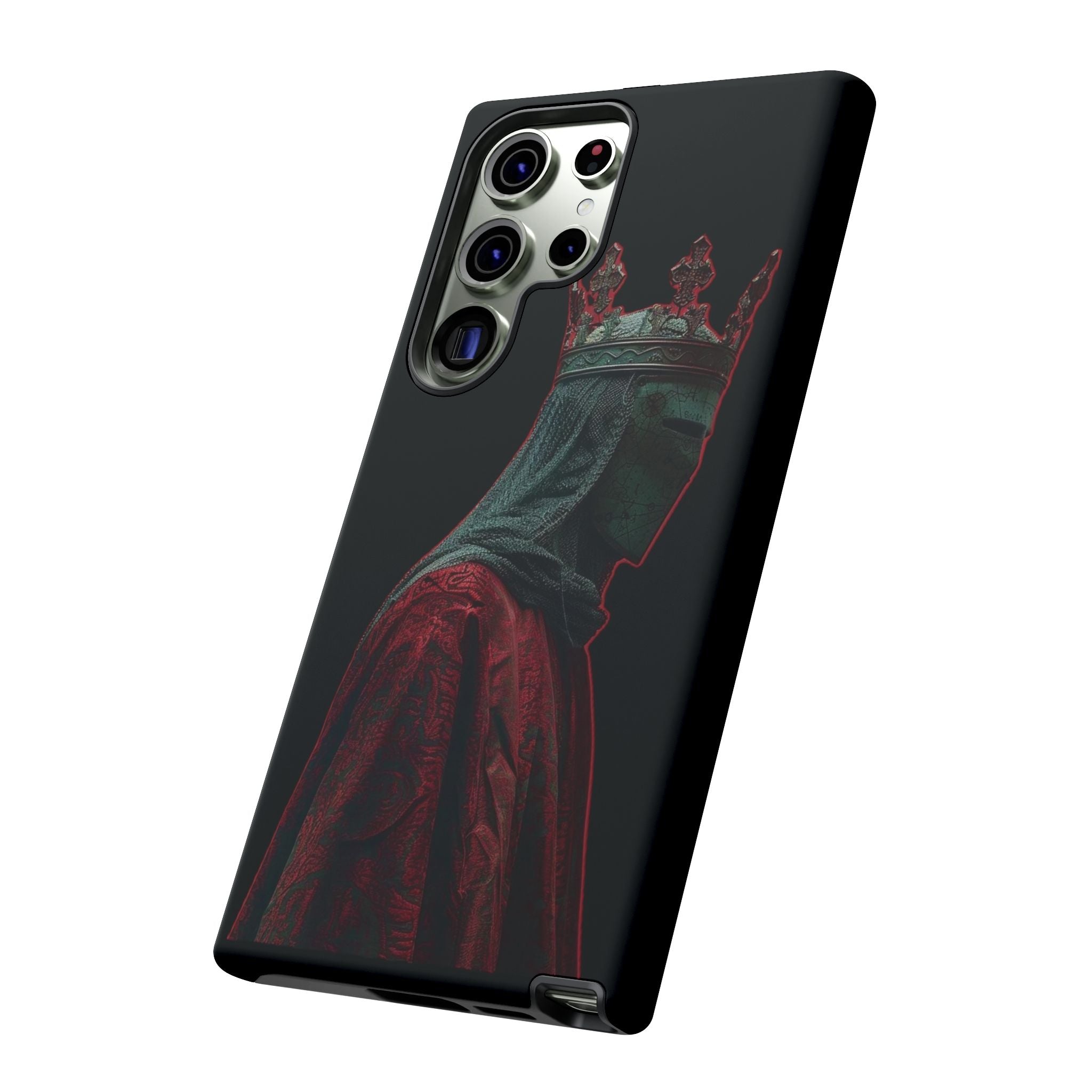 Medieval King Phone Case — Dark Red Gothic Crown Protective Tough Case