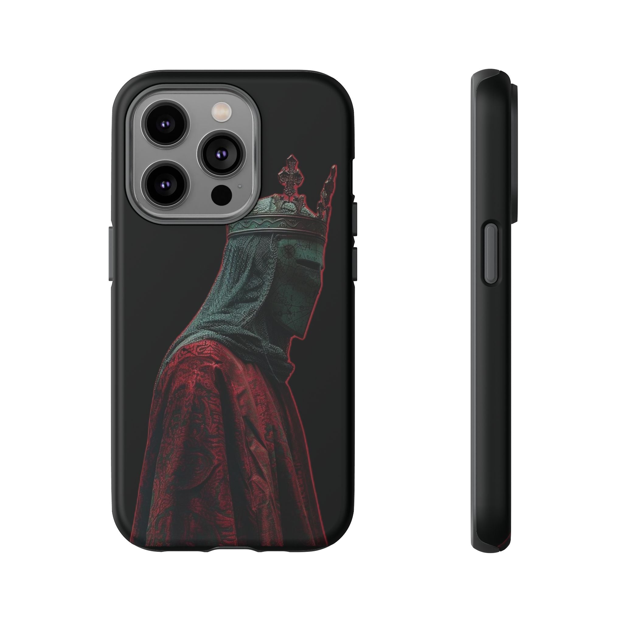 Medieval King Phone Case — Dark Red Gothic Crown Protective Tough Case