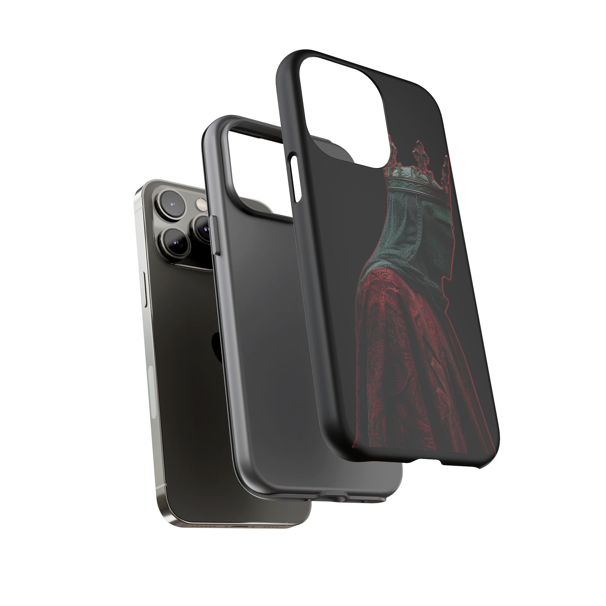 Medieval King Phone Case — Dark Red Gothic Crown Protective Tough Case